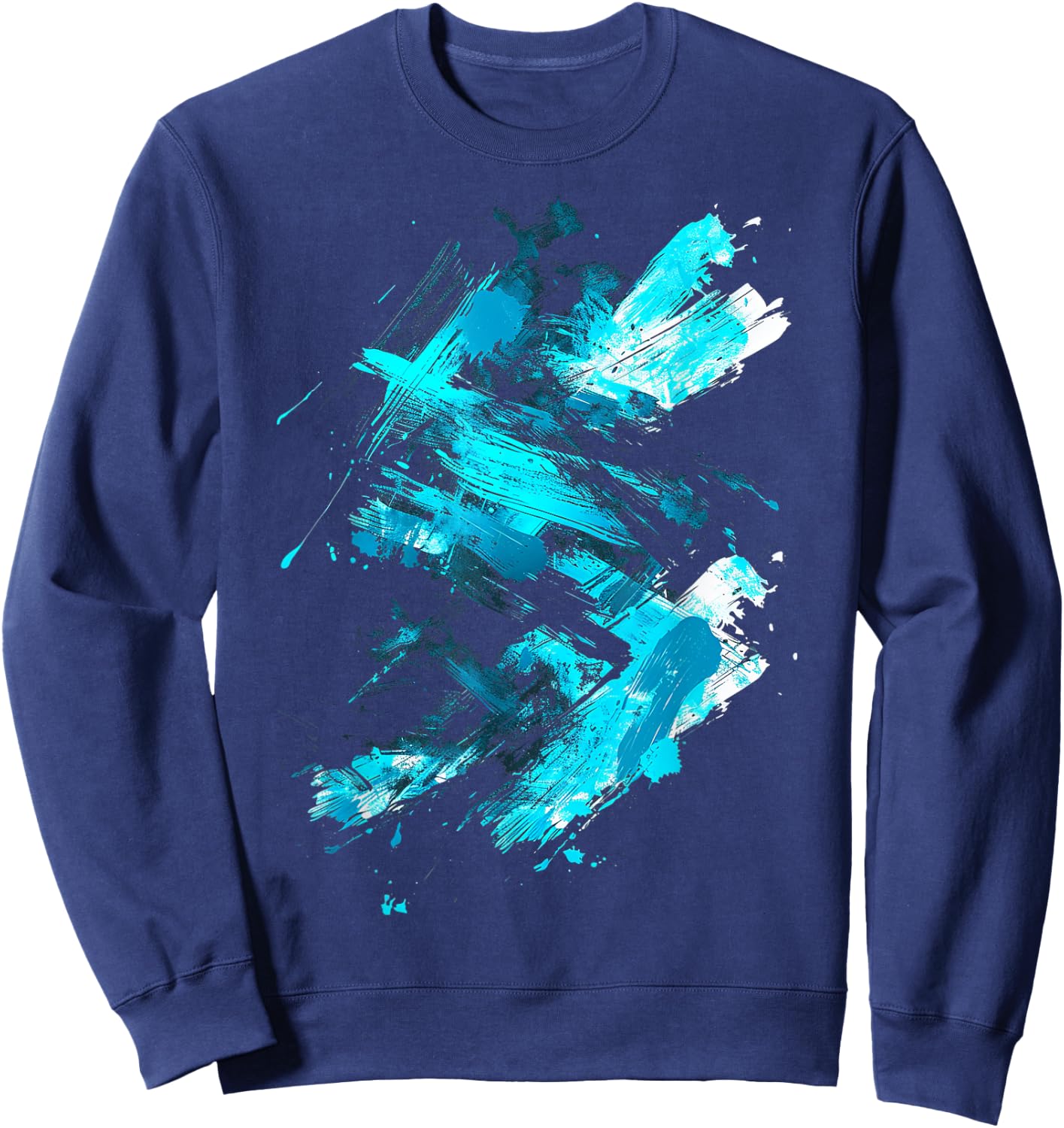 Cyan And Black Dynamic Design Graphic Sweatshirt - Sweatshirt | Navy
