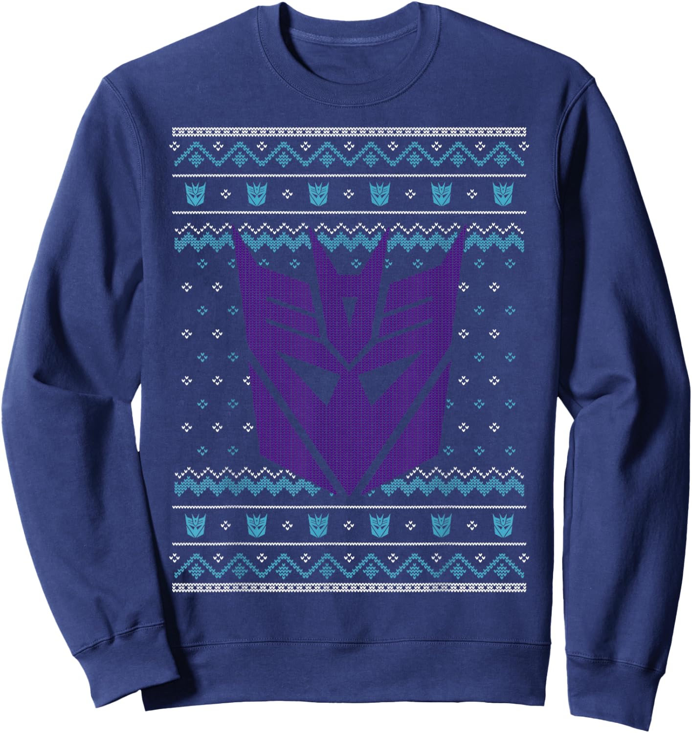 Transformers Christmas Retro Decepticon Ugly Sweater Style Sweatshirt - Sweatshirt | Navy