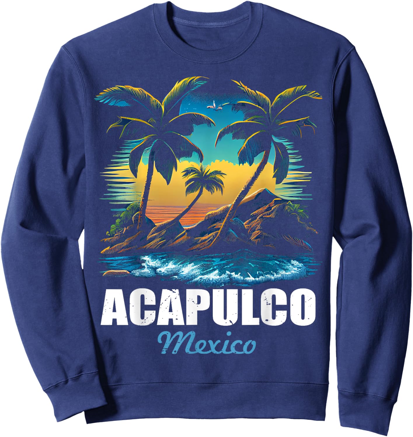Retro Acapulco Mexico Sunset Vintage Vacation Souvenir Sweatshirt - Sweatshirt | Navy