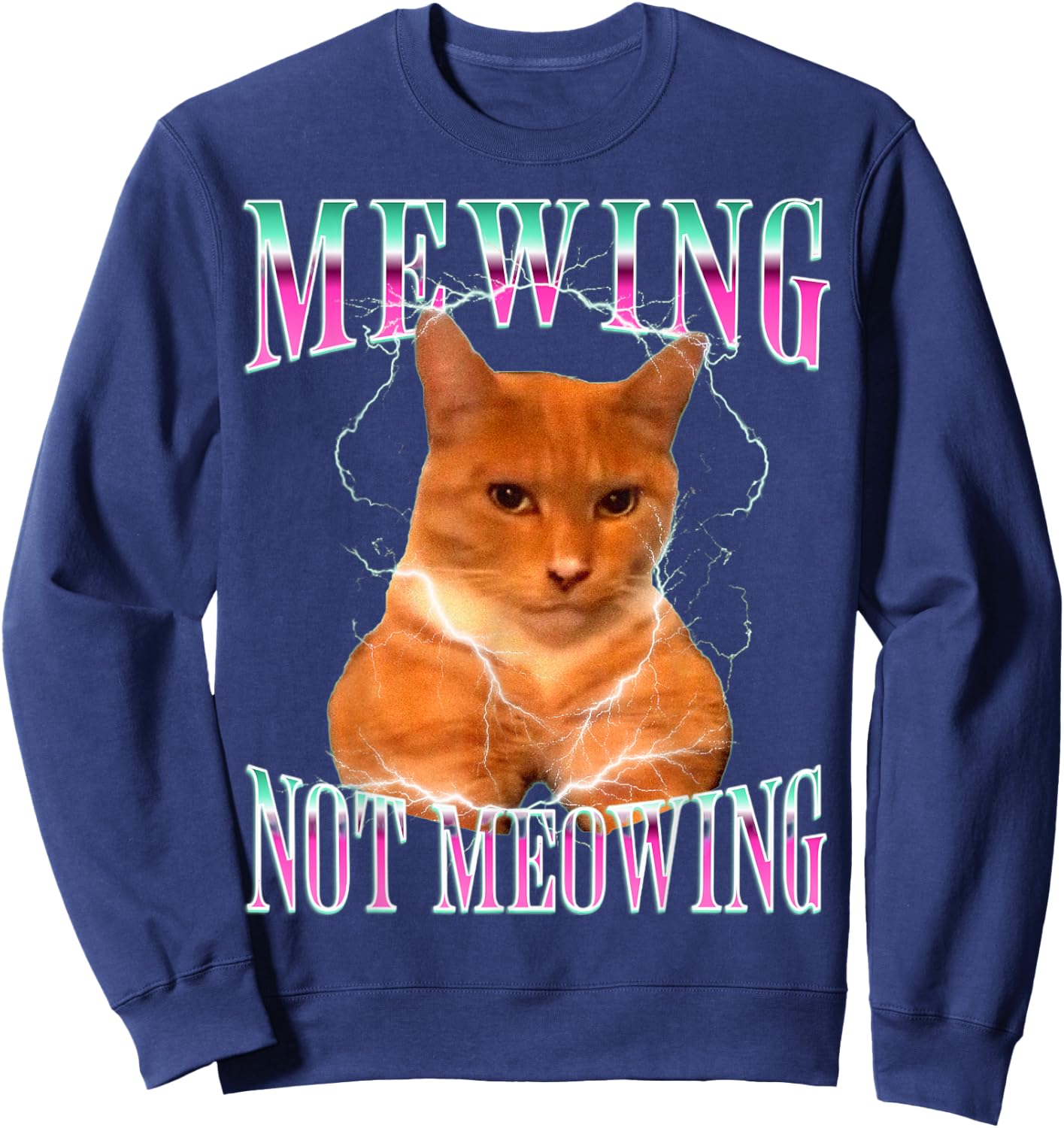 Cat Mewing Meme Mewing Not Meowing Women Sweatshirt - Sweatshirt | Navy
