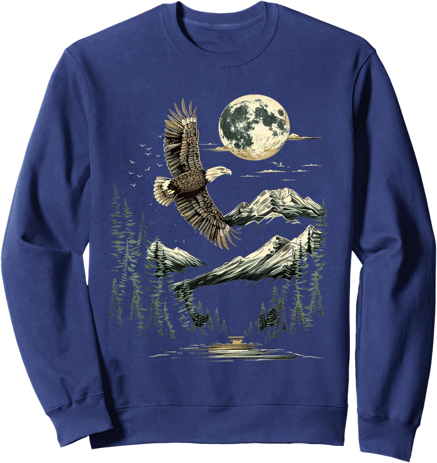 Native American Wildlife Majestic Bald Eagle in Forest Sweatshirt - Sweatshirt | Navy