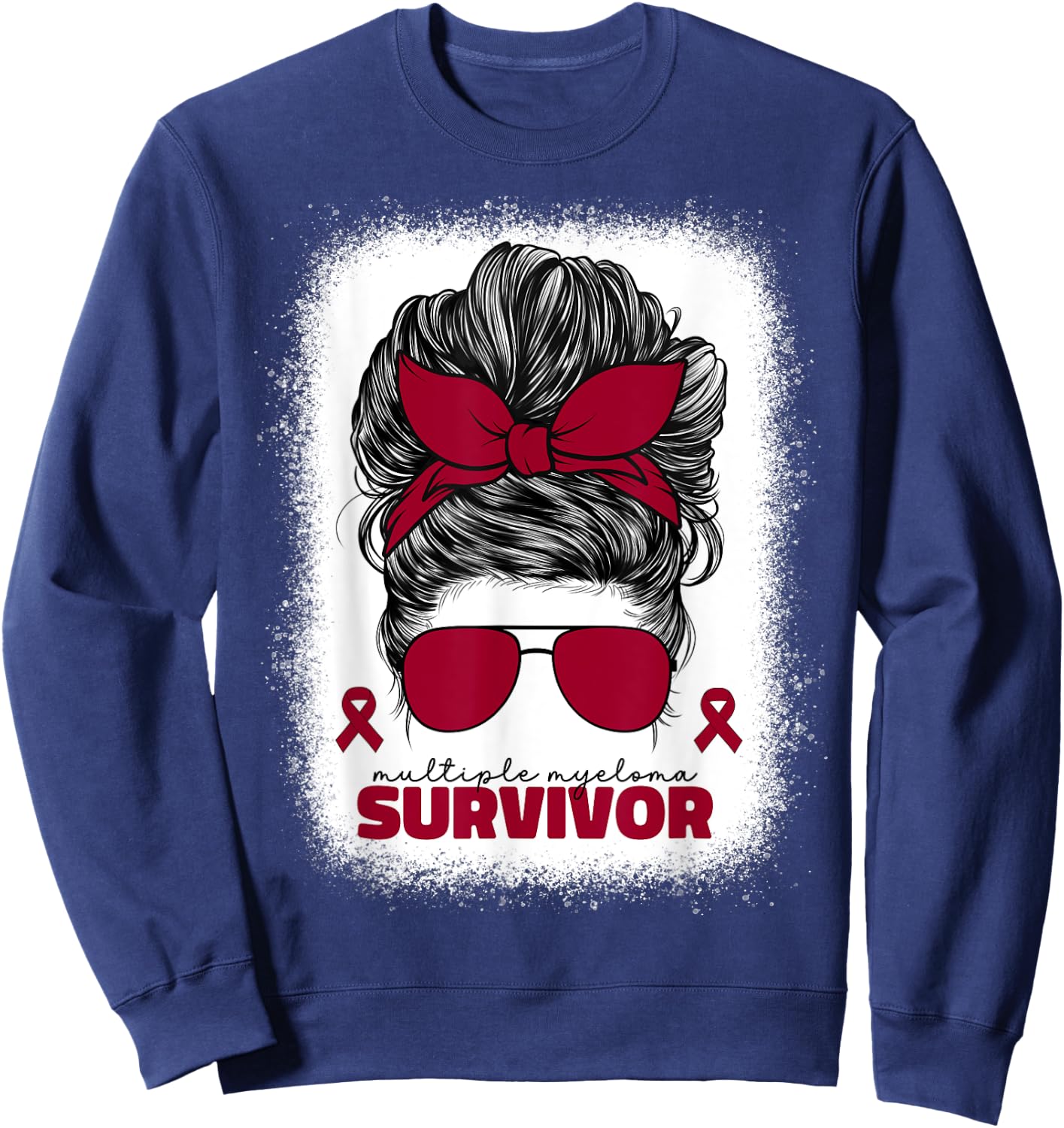Multiple Myeloma Survivor Burgundy Cancer Ribbon Sweatshirt - Sweatshirt | Navy