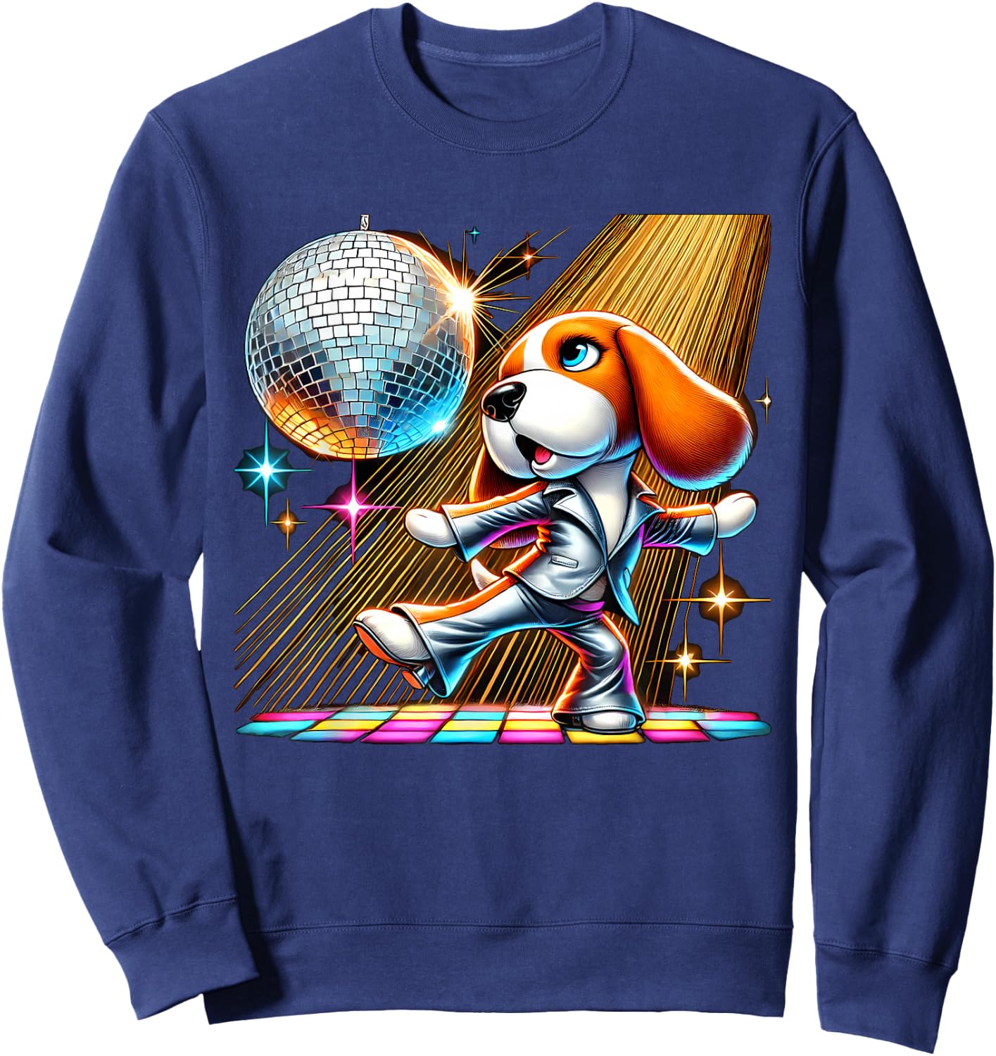 Aesthetic Beagle Dog Disco Men Women Kids Sweatshirt - Sweatshirt | Navy