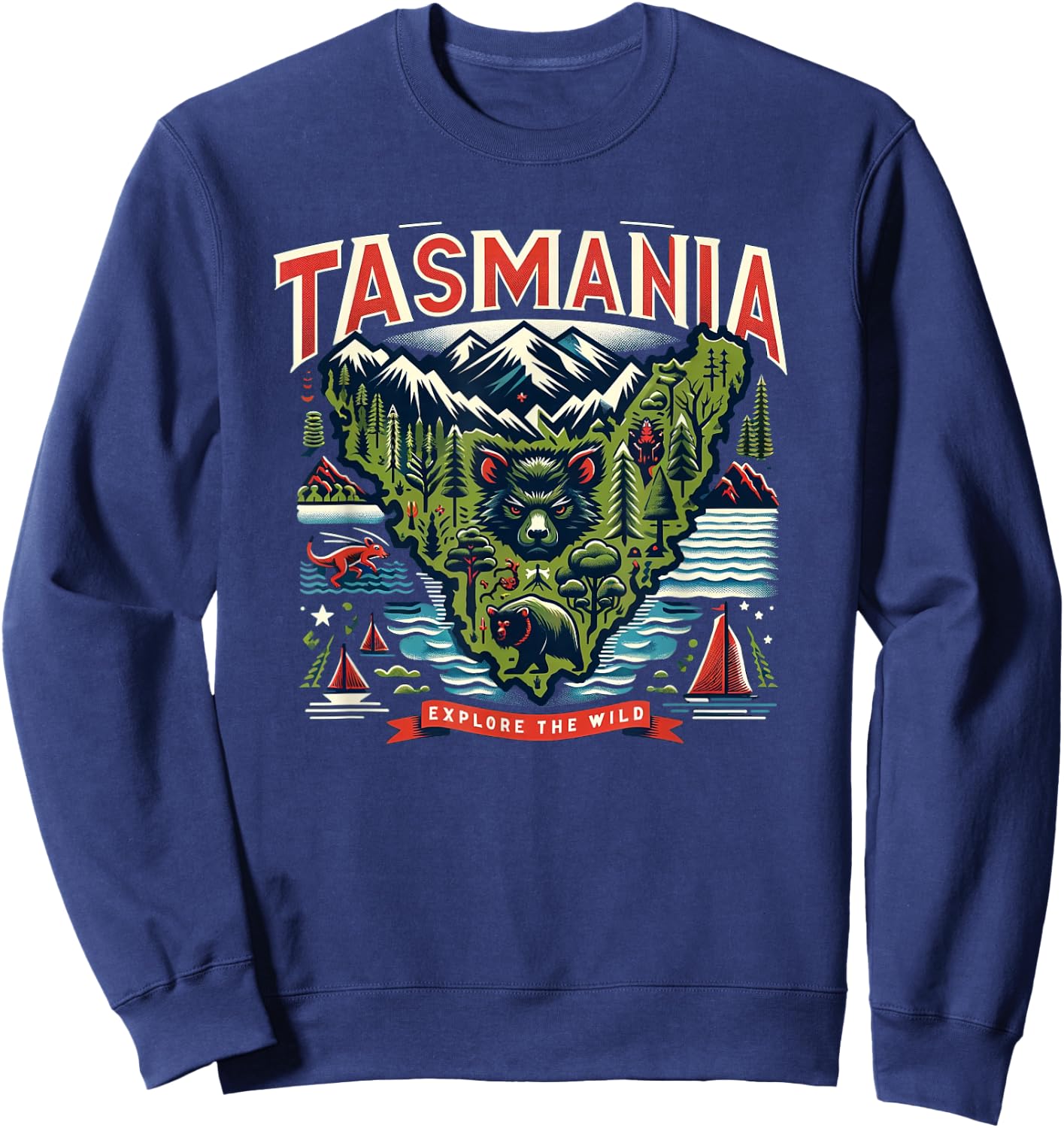 Tasmania Landscape Explore The Wild Travel Sweatshirt - Sweatshirt | Navy