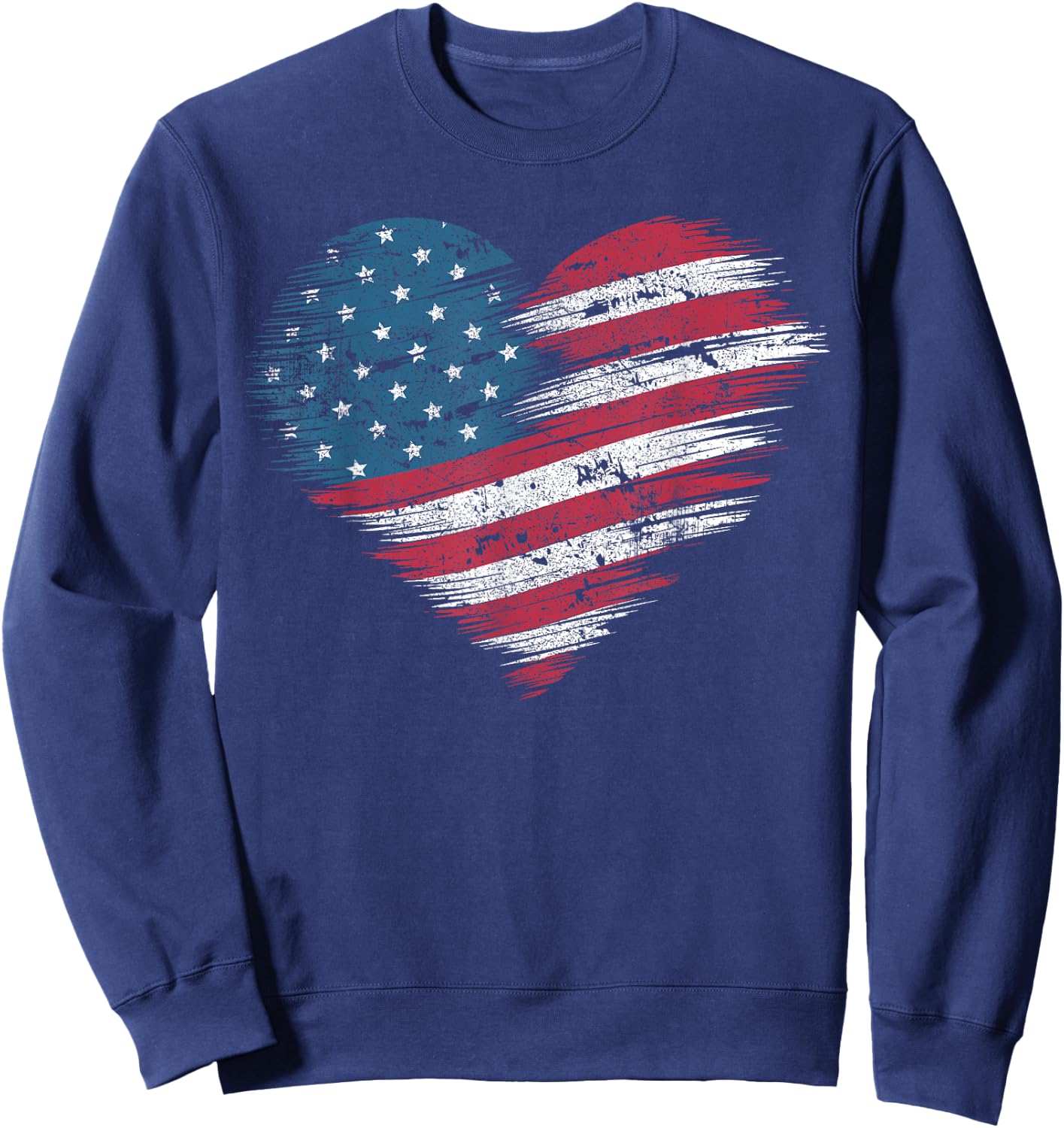 American Flag Heart Women Men Kids Patriotic 4th of July USA Sweatshirt - Sweatshirt | Navy