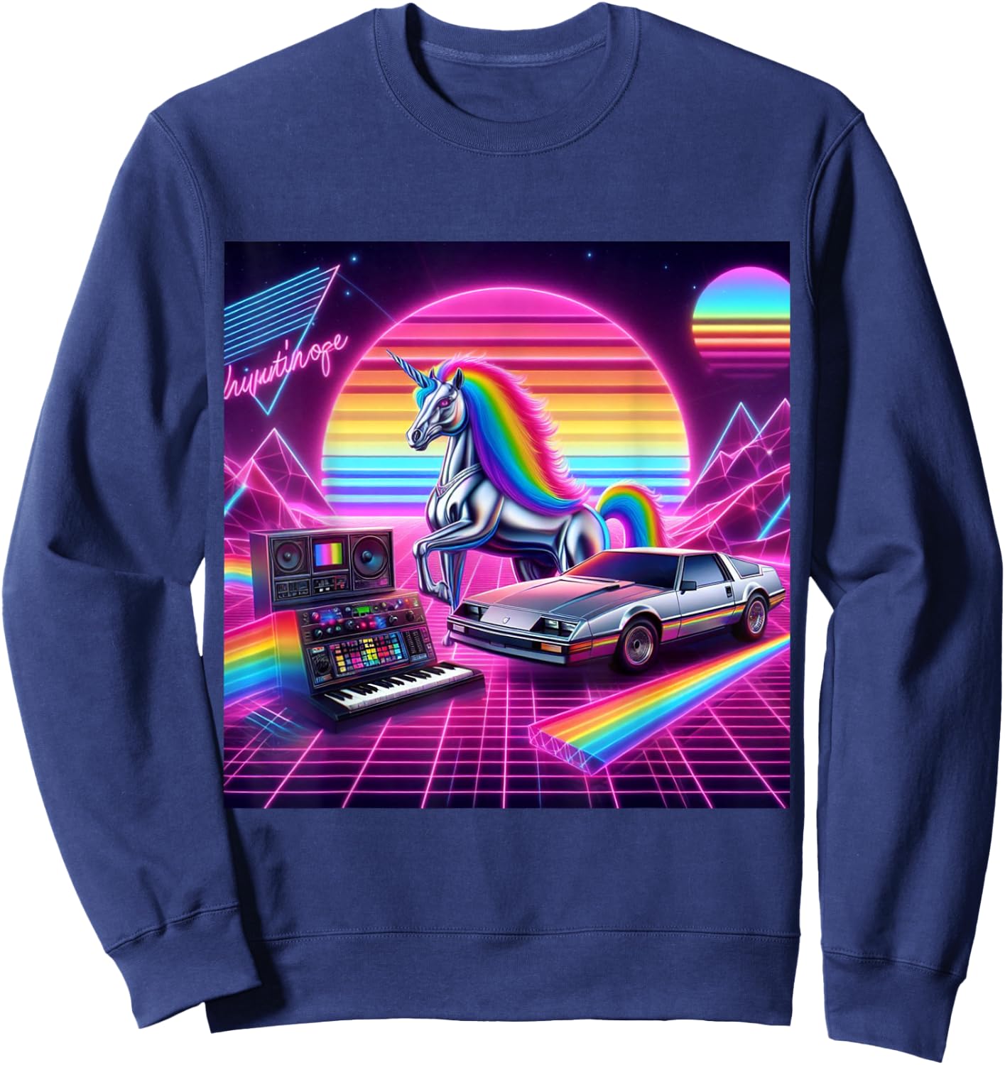 Ride the 80s Synth wave Sweatshirt - Sweatshirt | Navy