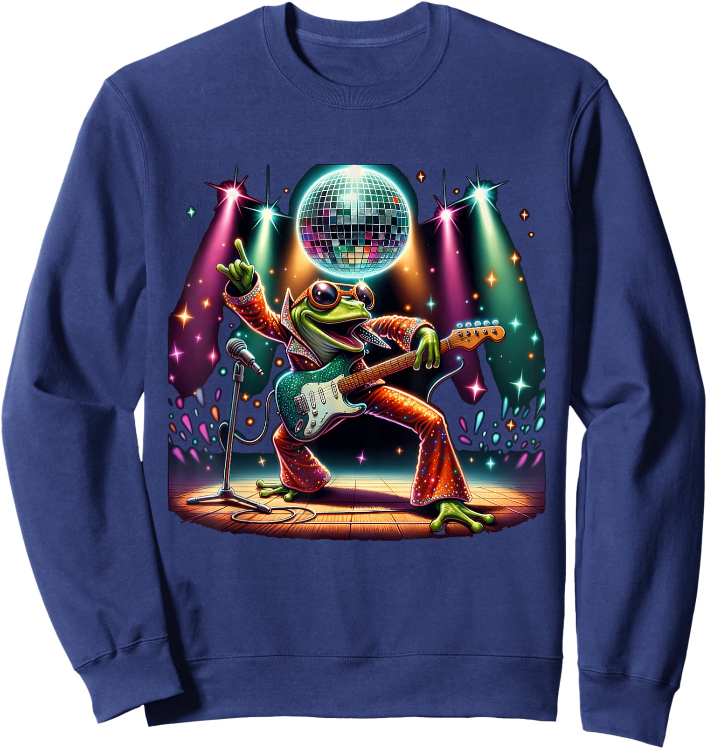 Disco Ball Guitar Frog Sweatshirt - Sweatshirt | Navy