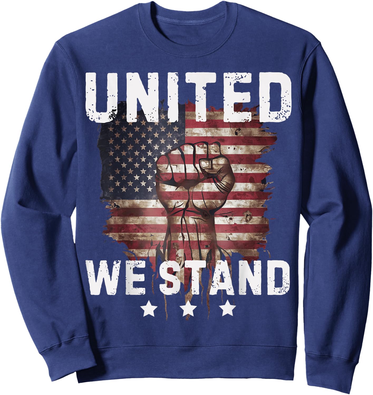 United We Stand Patriotic Gift USA Flag Sweatshirt - Sweatshirt | Navy