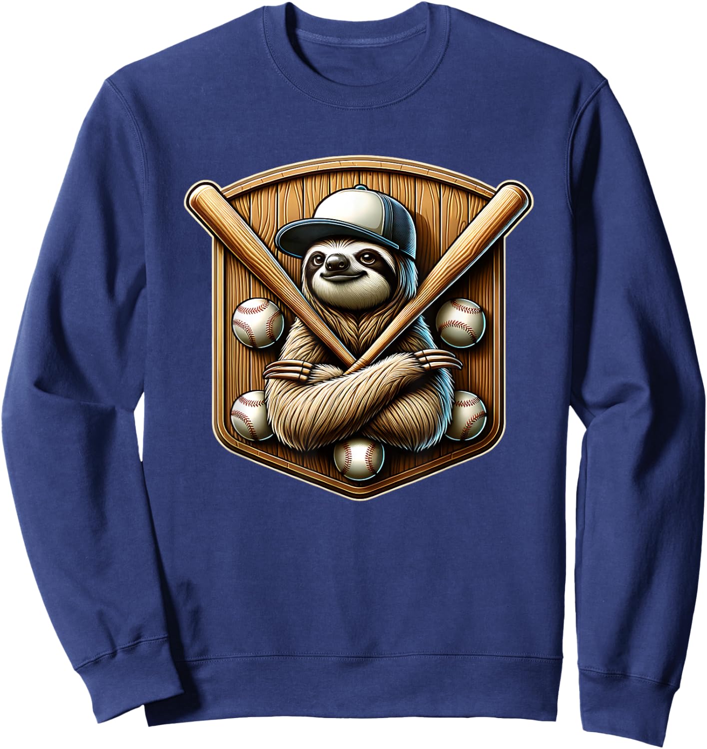 Funny Sloth Baseball Sports Softball Pitcher Player Cool Sweatshirt - Sweatshirt | Navy