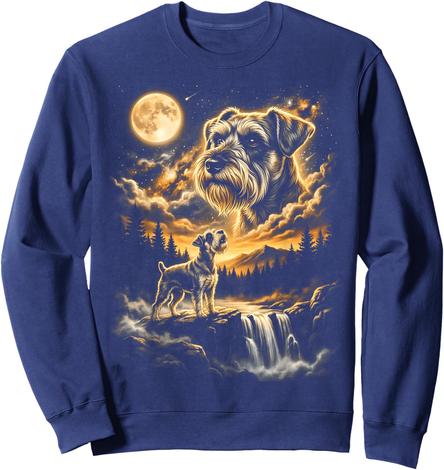 Miniature Schnauzer Howling to The Moon Sweatshirt - Sweatshirt | Navy