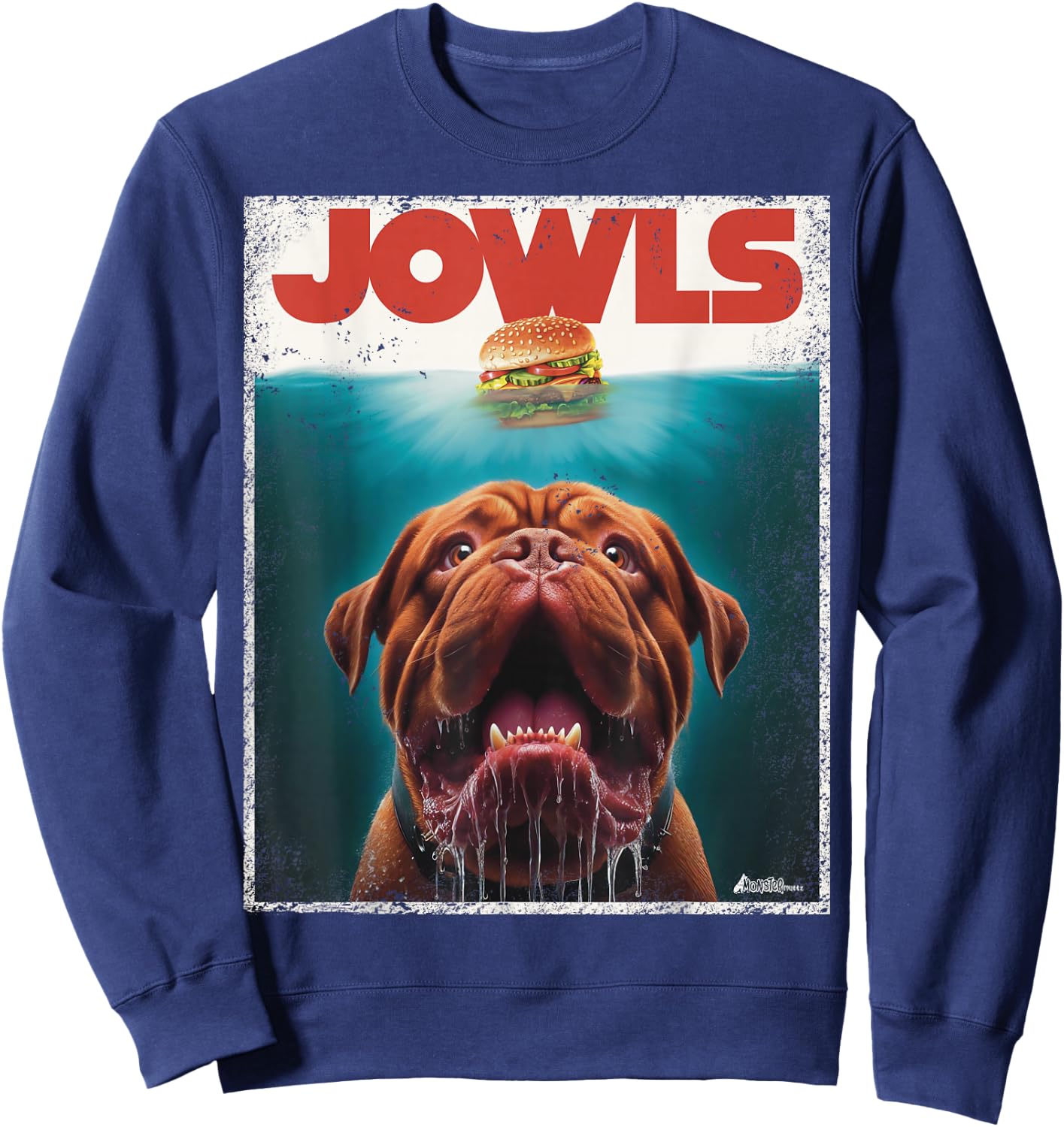 Funny Dogue De Bordeaux Jowls Top, Dogge Mom, Dog Dad Sweatshirt - Sweatshirt | Navy