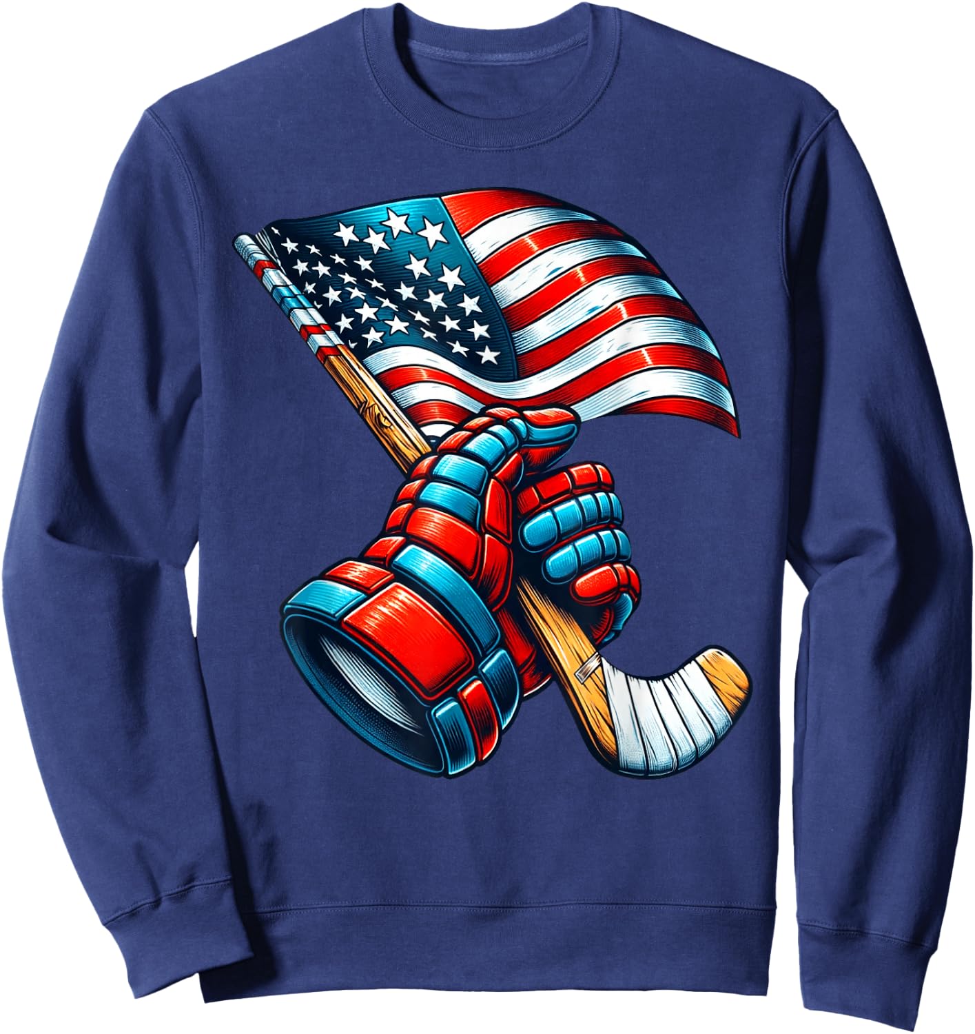 Patriotic Ice Hockey 4th of July USA Independence Day Sweatshirt - Sweatshirt | Navy