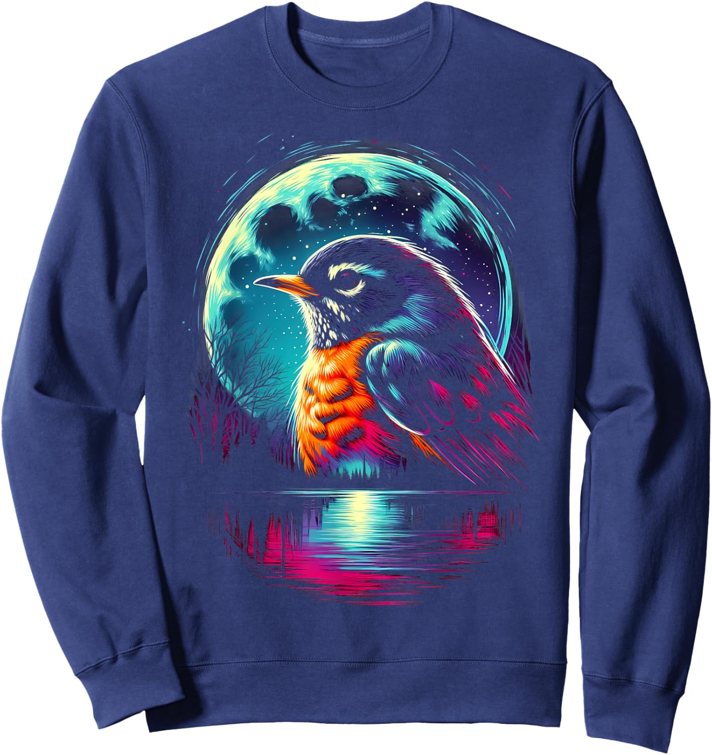 Colorful American Robin Bird Spirit Animal Cool Illustration Sweatshirt - Sweatshirt | Navy