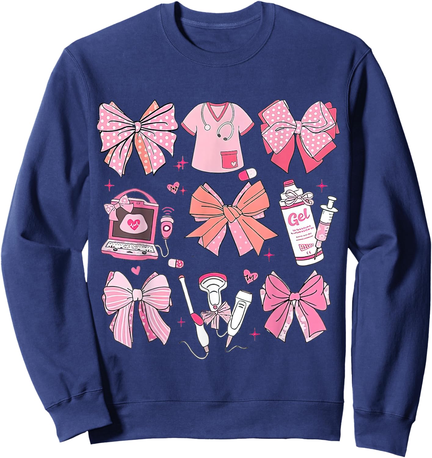 Coquette Pink Bow Ultrasound Tech Coquette Sweatshirt - Sweatshirt | Navy