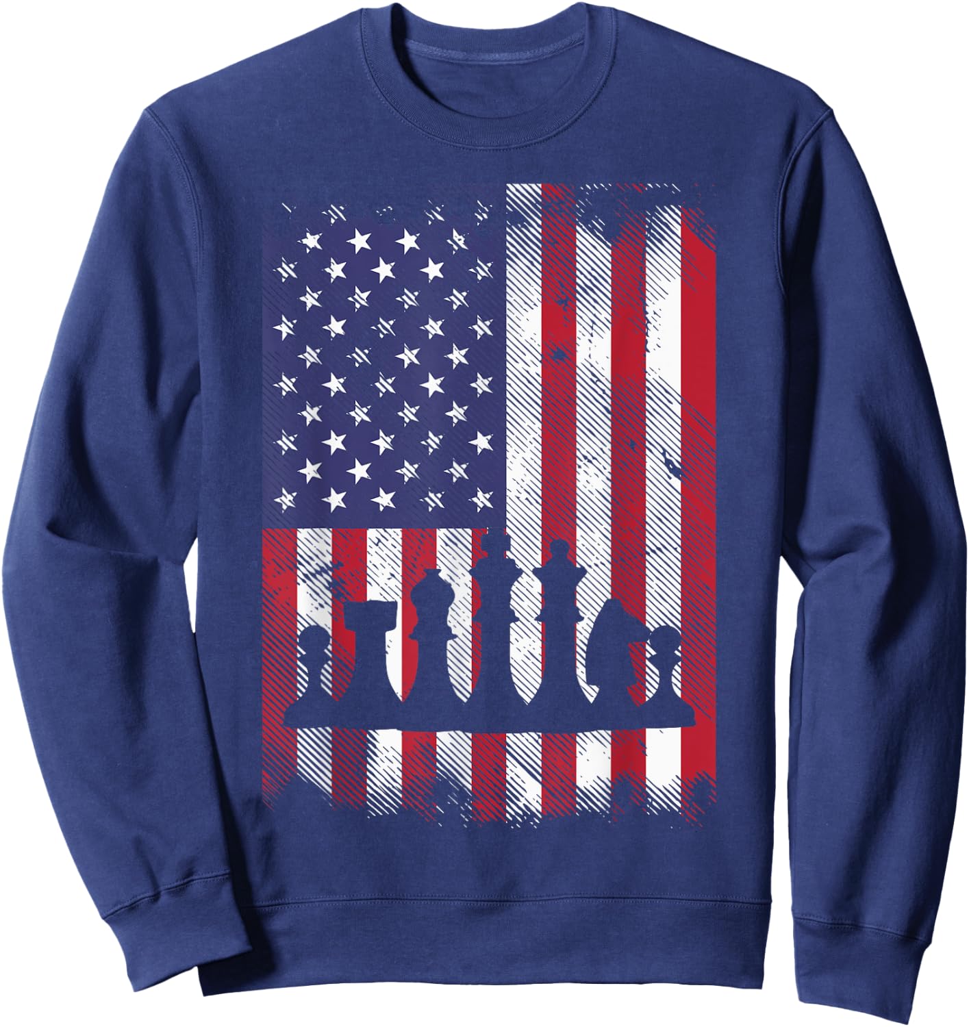 American Flag Chess Vintage Patriotic Men Women Youth Kids Sweatshirt - Sweatshirt | Navy