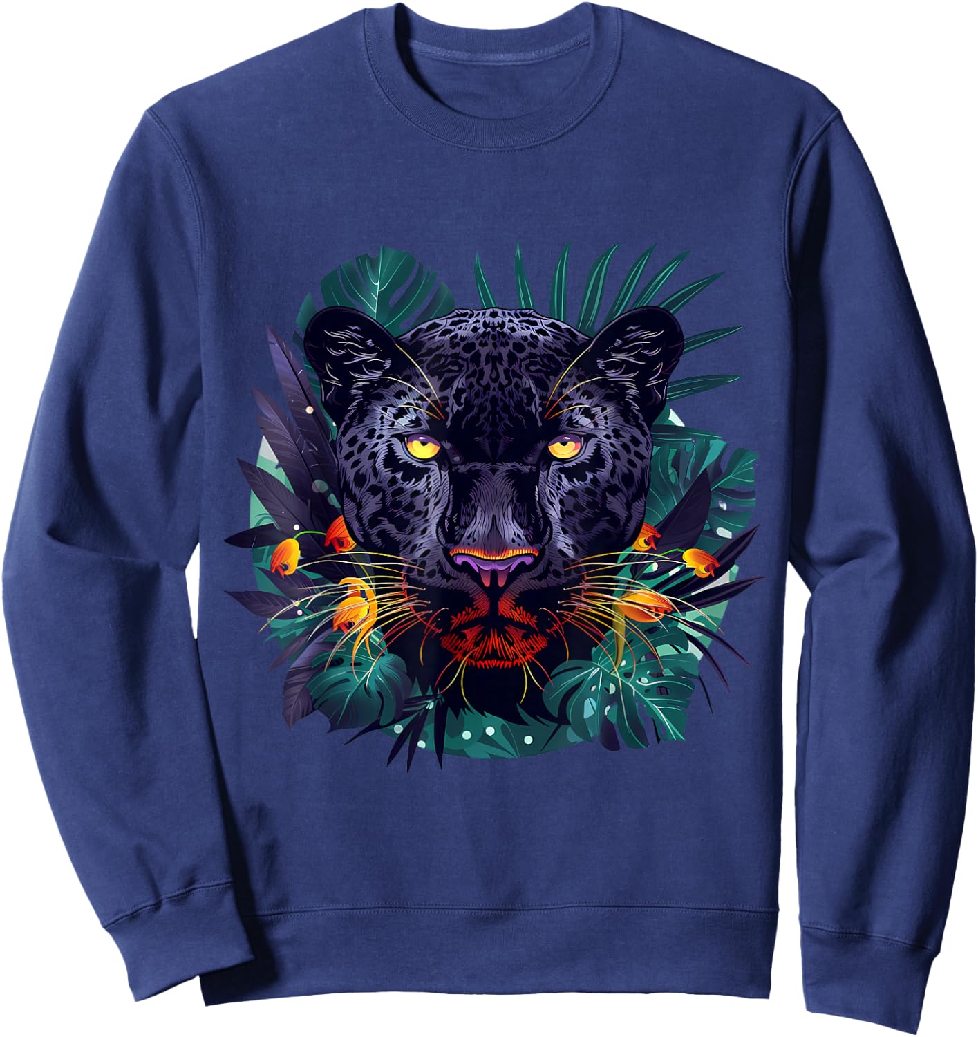 Panther Drawing Panther Lover Portrait Nature Artwork Sweatshirt - Sweatshirt | Navy