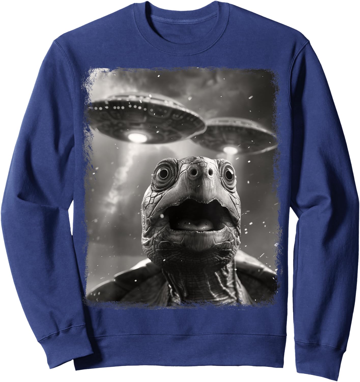 Turtle Sea Turtle UFO Alien Extraterrestrial Selfie Sweatshirt - Sweatshirt | Navy