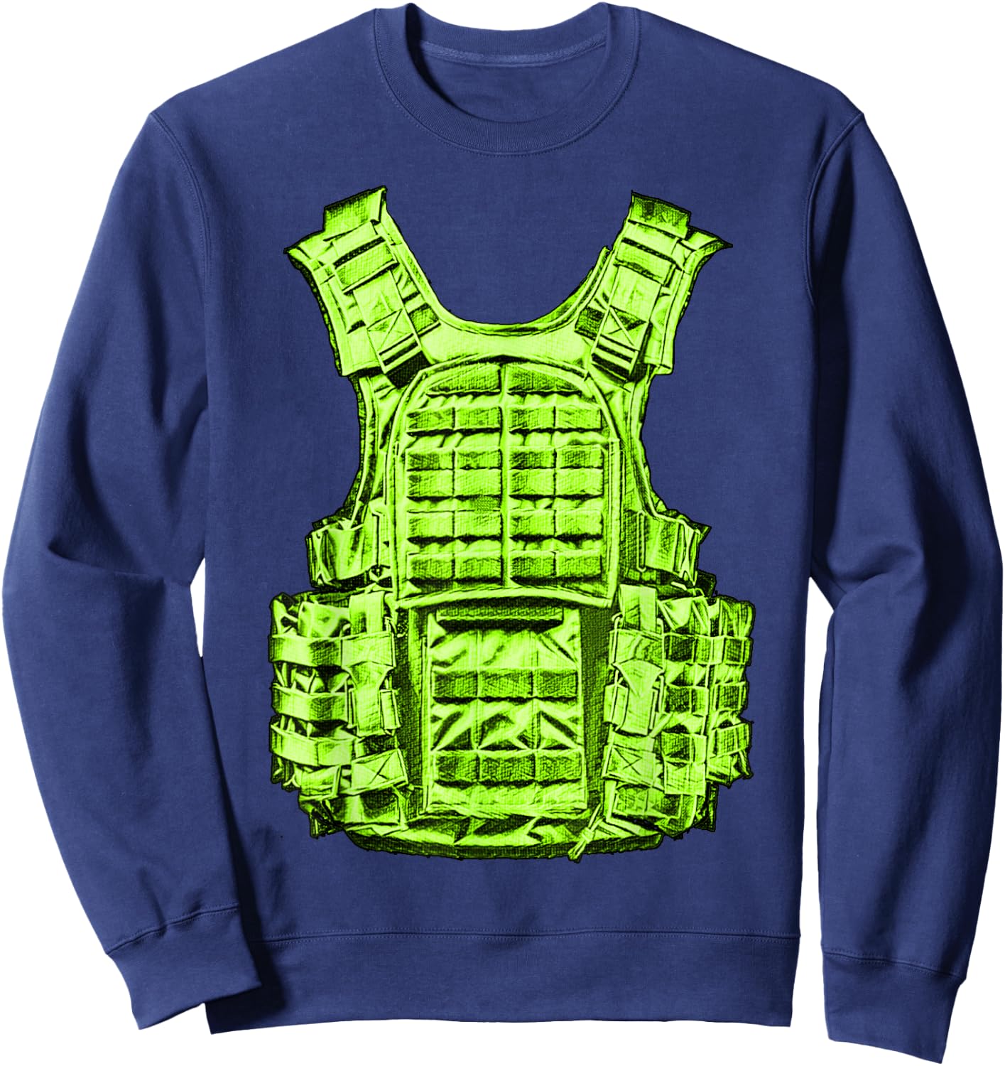 Green Staying Ready Green Color Graphic Sweatshirt - Sweatshirt | Navy