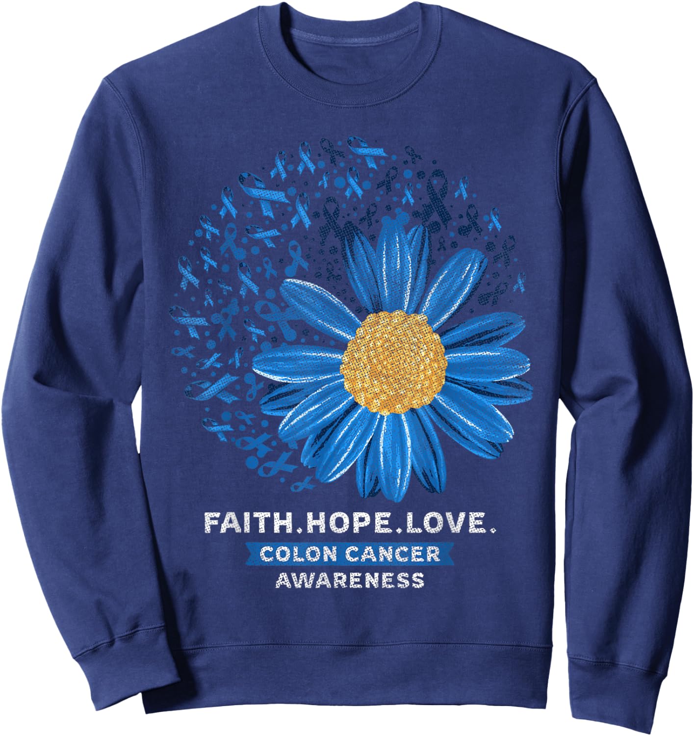 Colon Cancer Awareness Colonoscopy Sunflower Gift Mom Dad Sweatshirt - Sweatshirt | Navy