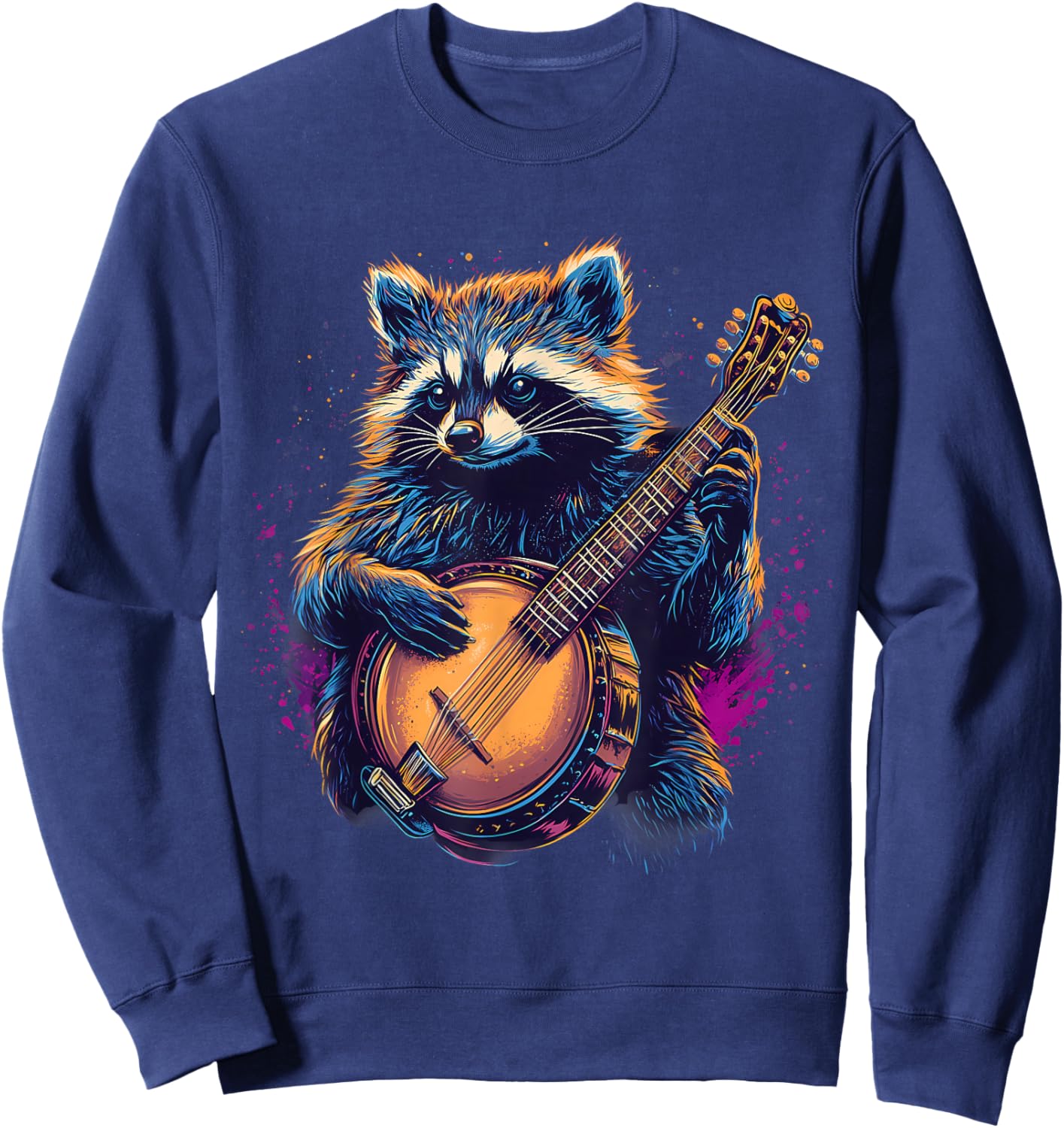 Banjo Raccoon Bluegrass Banjo Player Raccoon Playing Banjo Sweatshirt - Sweatshirt | Navy