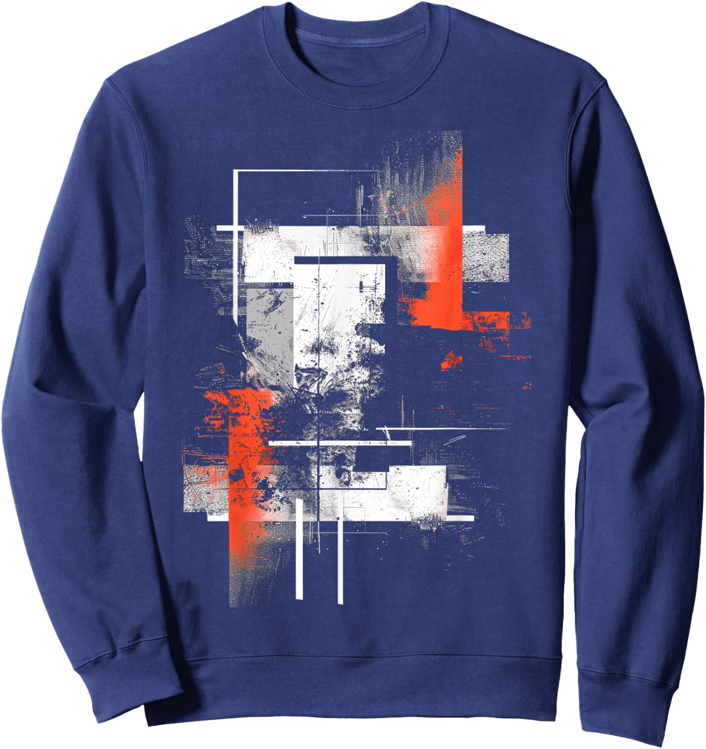 White Orange Abstract | | S - 6XL | Graphic Sweatshirt - Sweatshirt | Navy