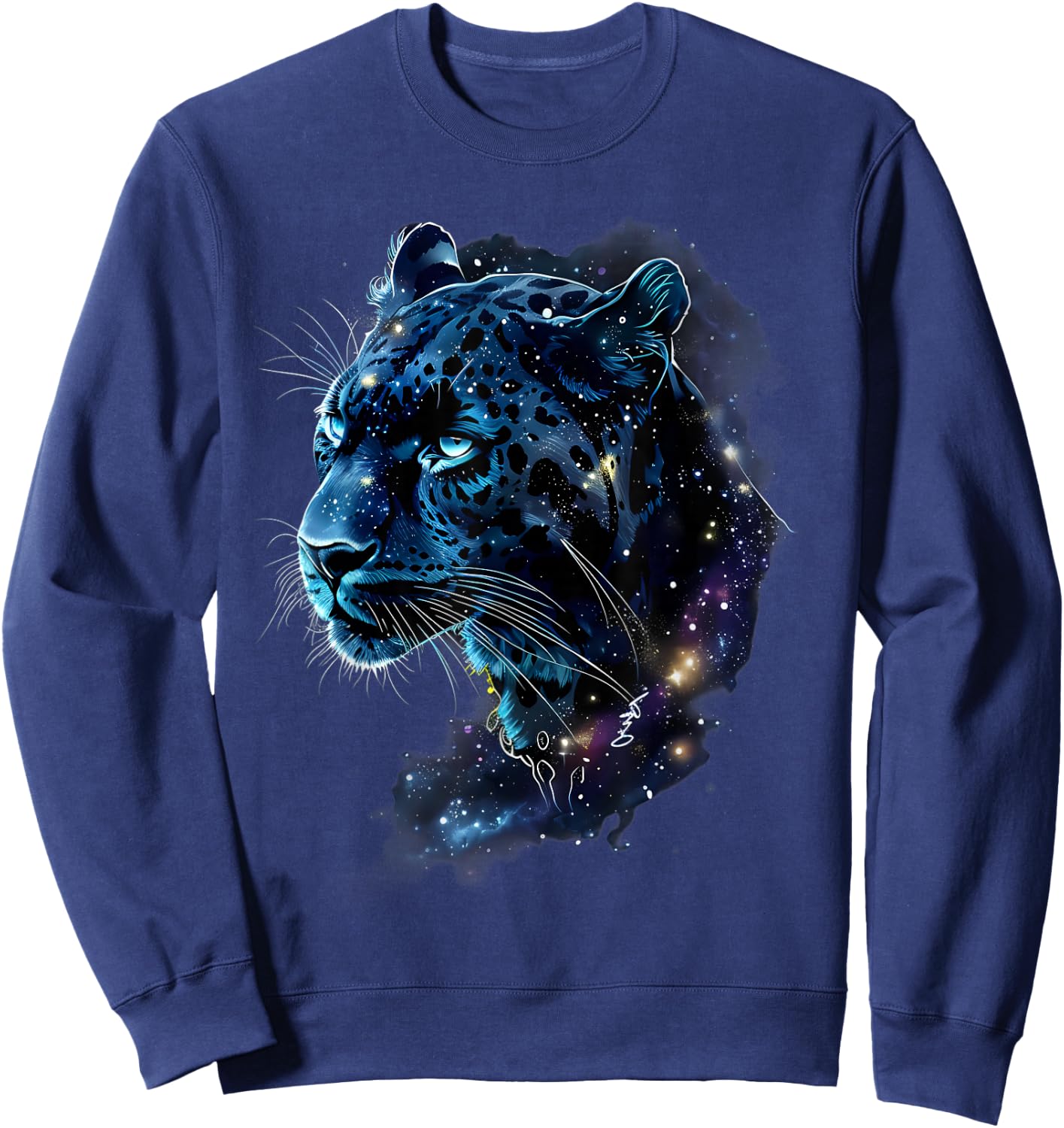 Tropical Jungle Animal Art Panther Lover - -Adults, Kids - Black - Small - Short Sleeve - Classic Fit - Animal Print Panther Graphic Sweatshirt - Sweatshirt | Navy