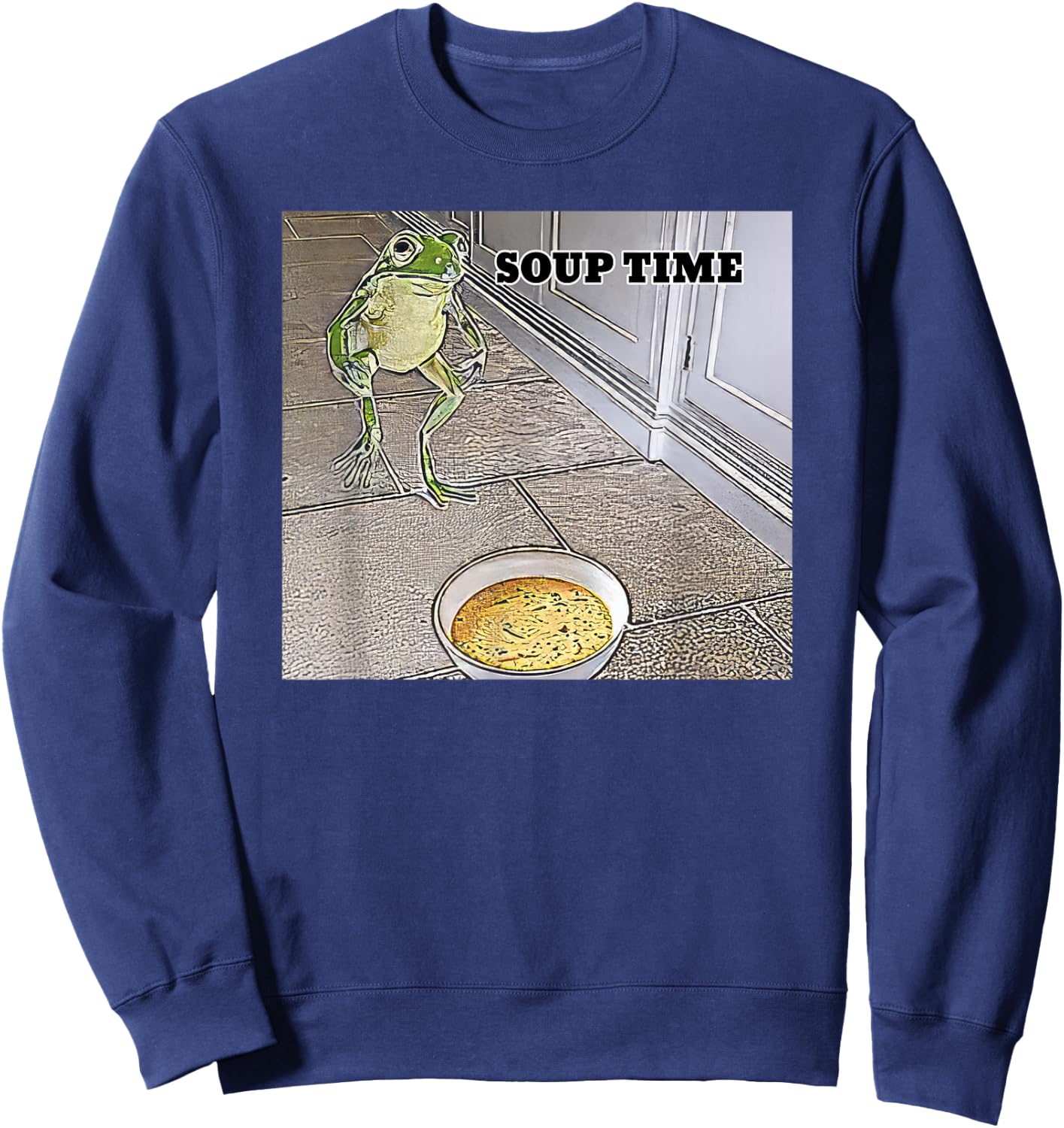 Soup Time Frog Meme Sweatshirt - Sweatshirt | Navy