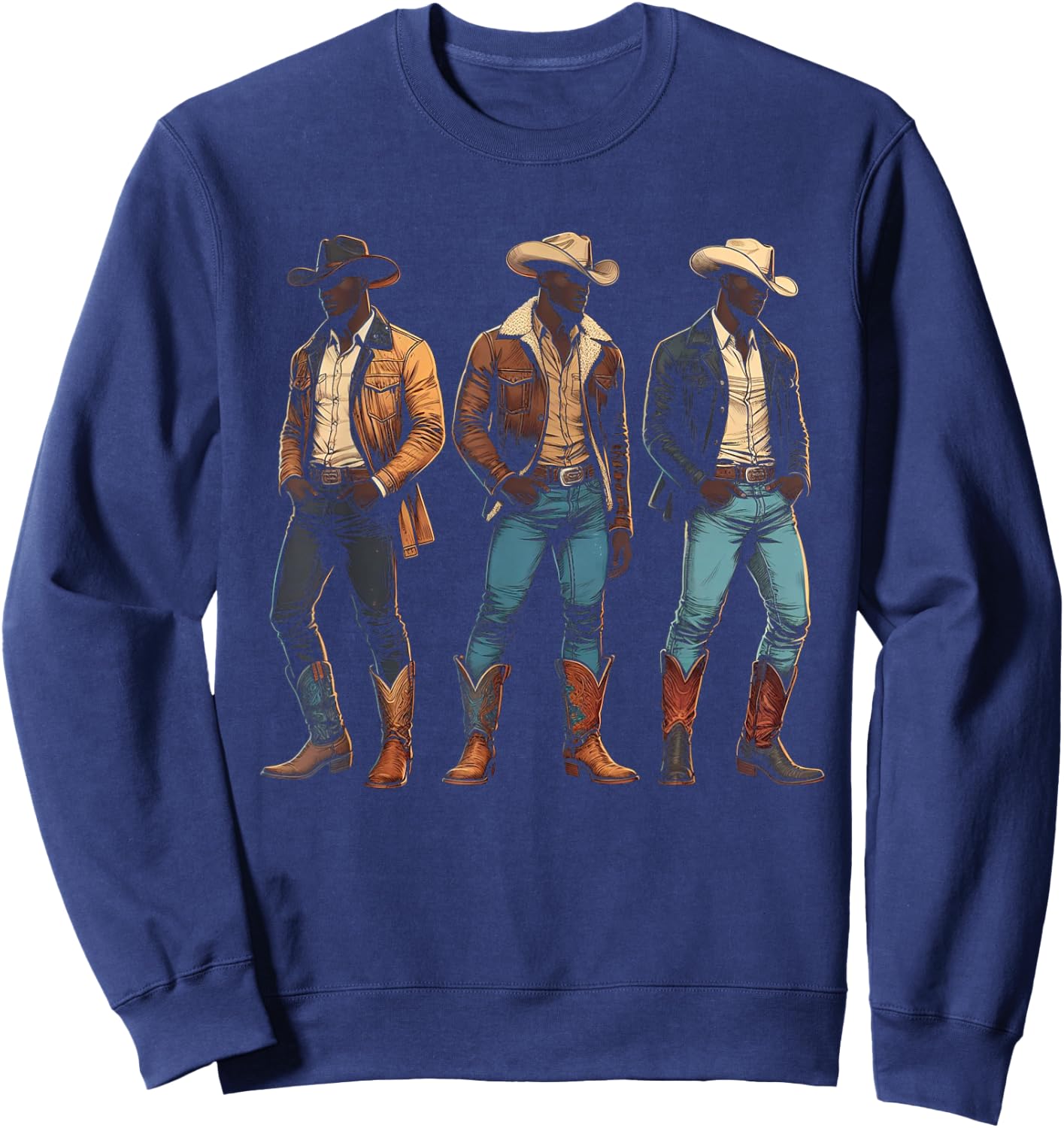 Black Cowboy Western Rodeo Melanin Black History Texas Men Sweatshirt - Sweatshirt | Navy