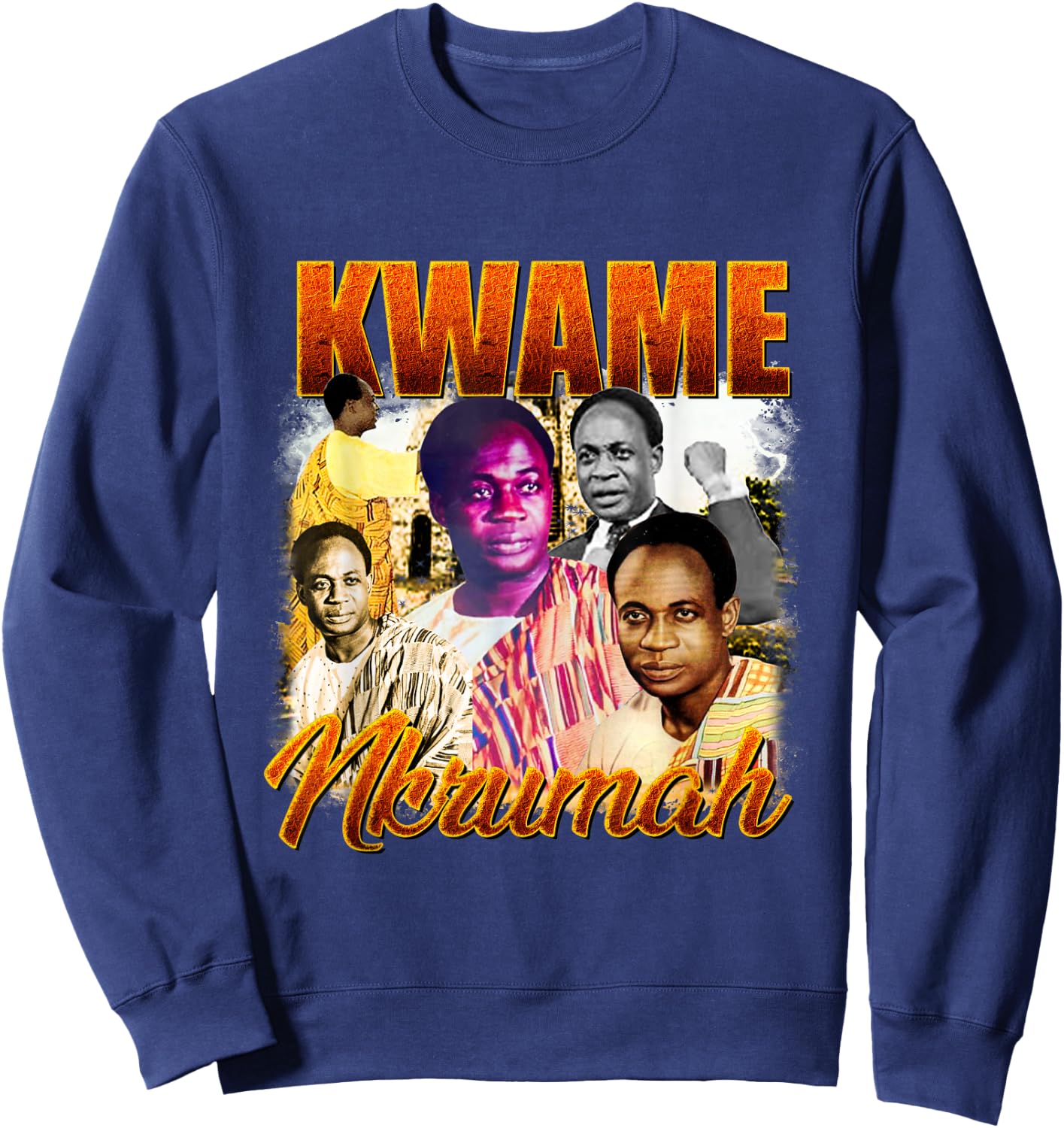 Kwame Nkrumah For Ghana 90's Vintage Bootleg Sweatshirt - Sweatshirt | Navy