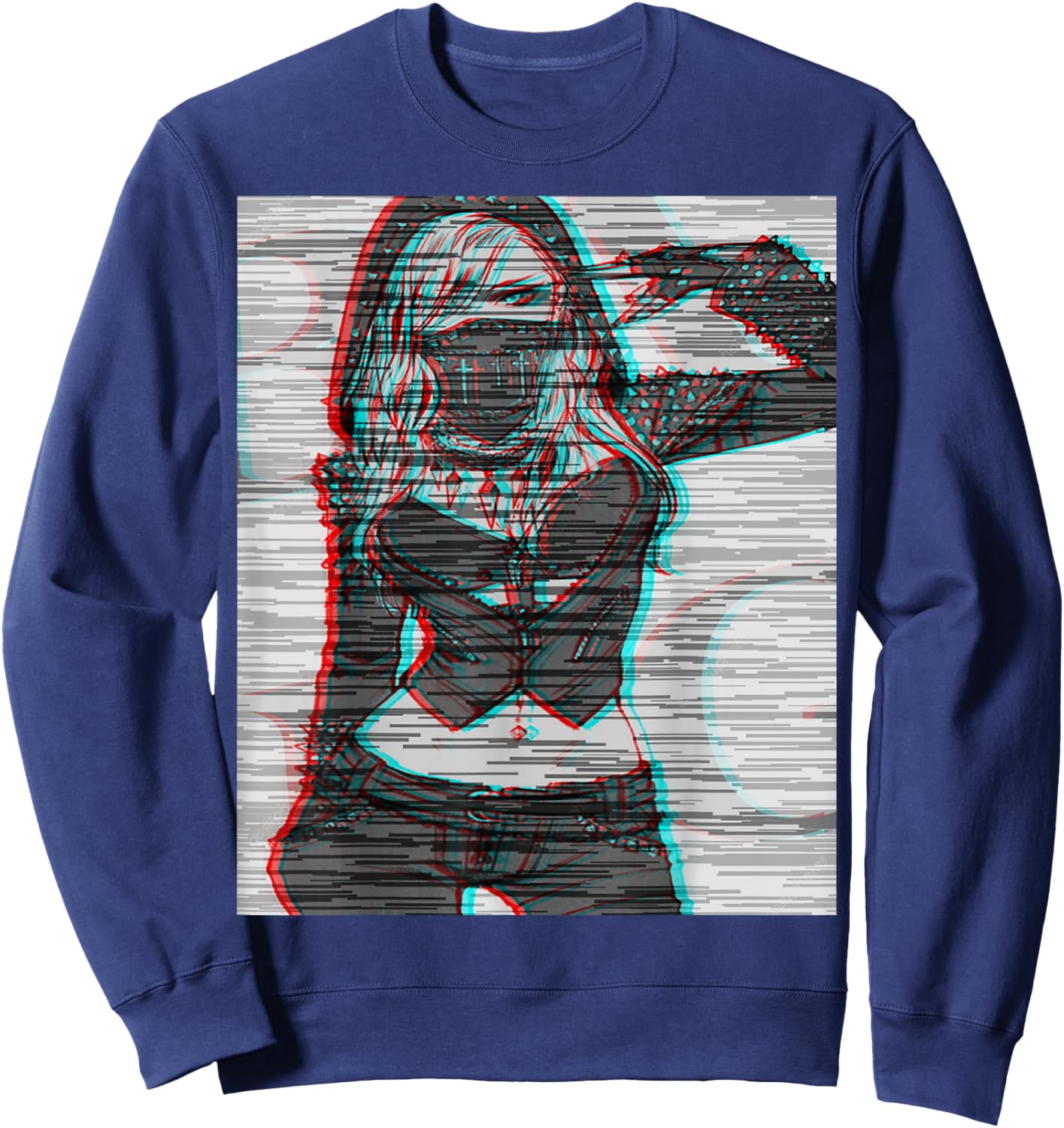 Gangsta glitch cyber assassin t shirt Sweatshirt - Sweatshirt | Navy