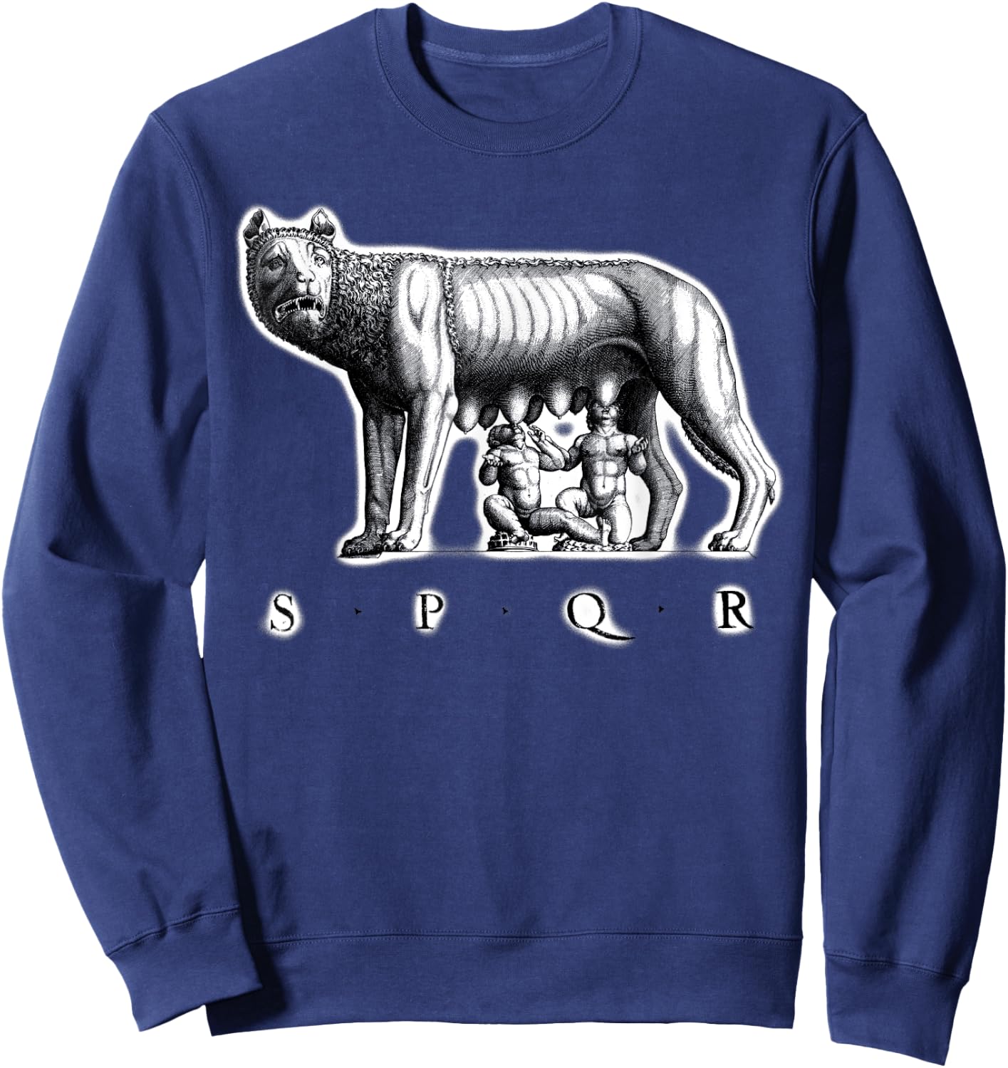 SPQR Roman Rome wolf Romulus Remus Sweatshirt - Sweatshirt | Navy