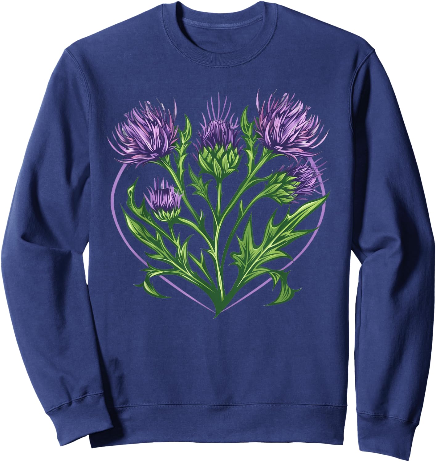 Thistle Flower In A Heart Sweatshirt - Sweatshirt | Navy