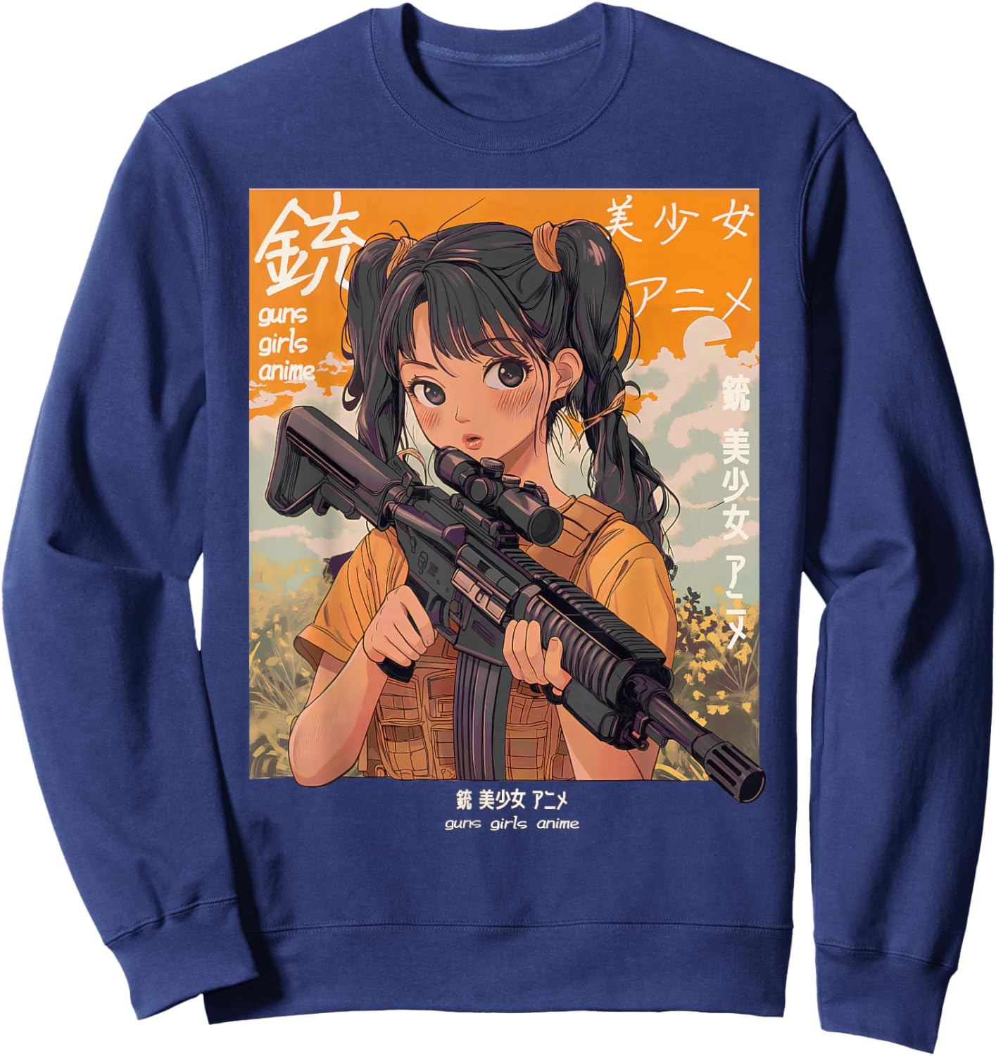 Anime Waifu Graphic Sweatshirt - Sweatshirt | Navy