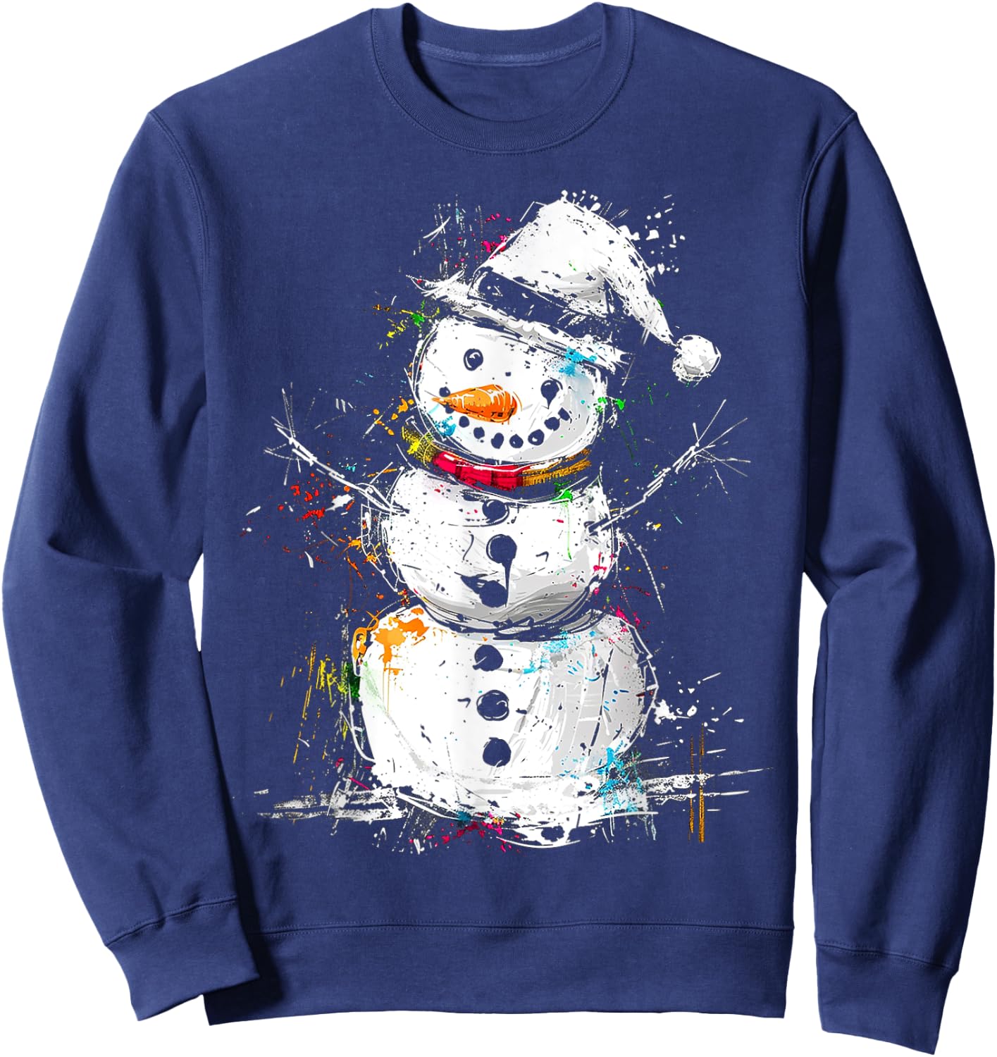 Snowman Christmas Graphic X-Mas Art Family Snowman Sweatshirt - Sweatshirt | Navy