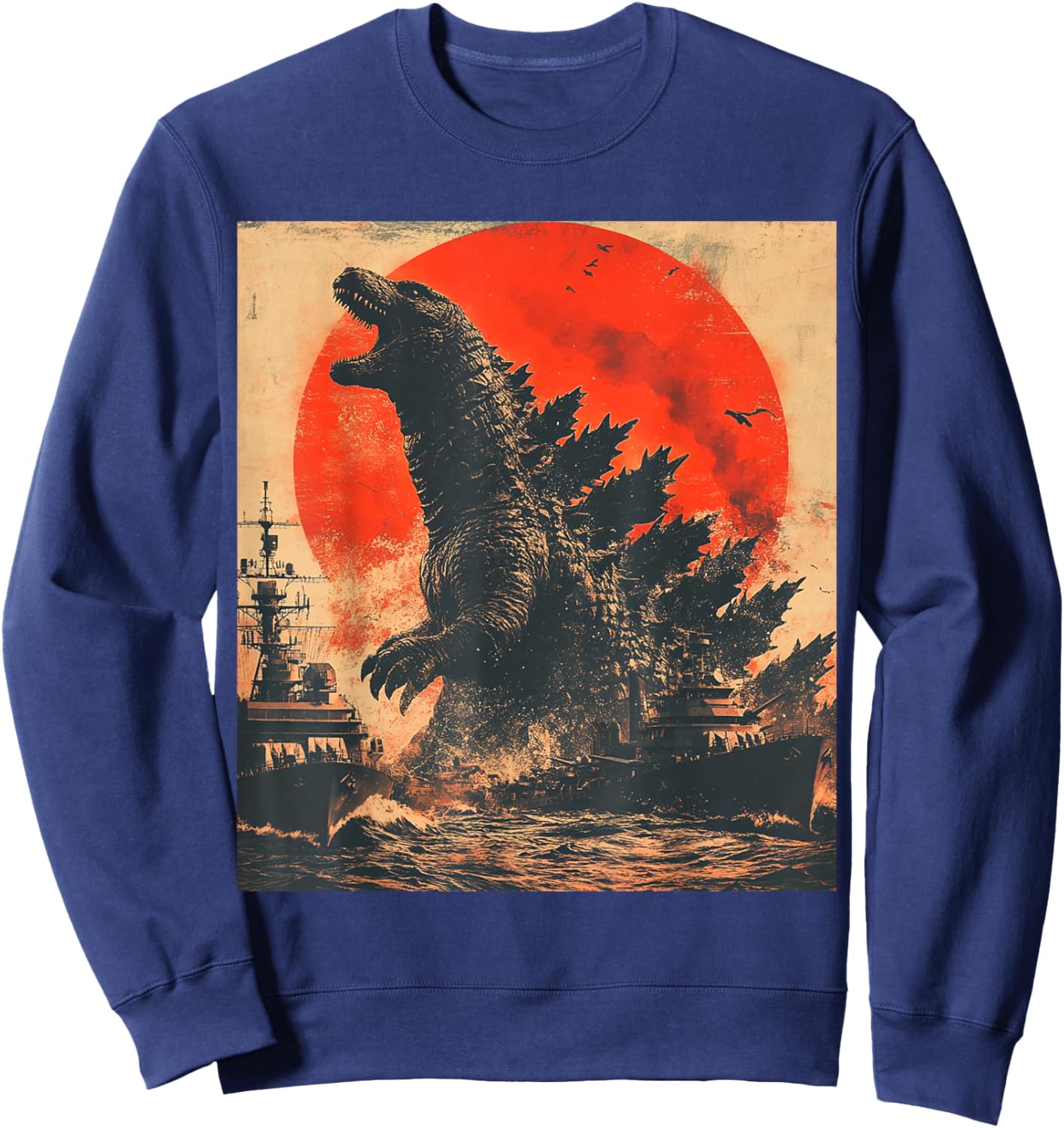 Retro Vintage Japanese Legendary Monster Kaiju Sweatshirt - Sweatshirt | Navy