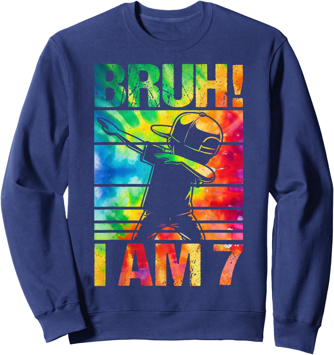 7 Year Birthday Tie Dye Dabbing Boy Bruh Its My 7th Birthday Sweatshirt - Sweatshirt | Navy