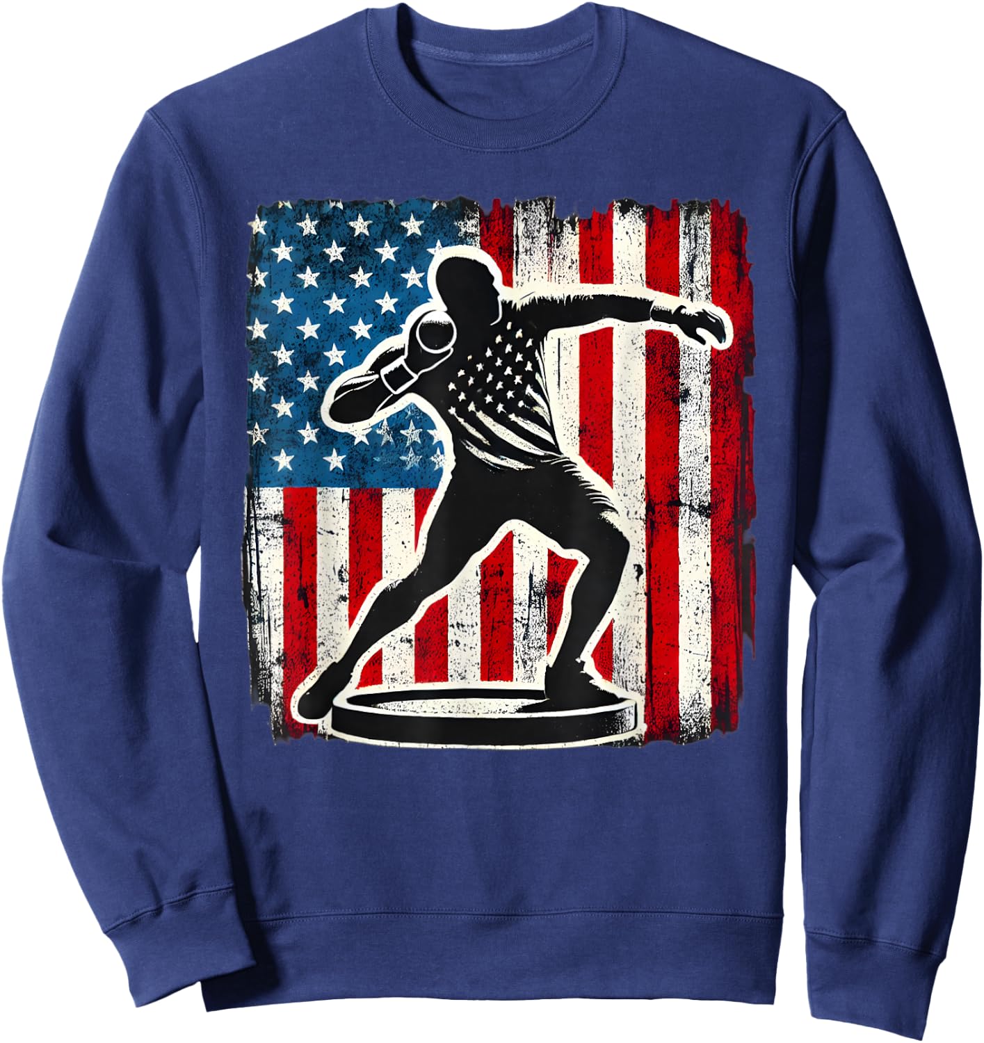 Shot Put Men Women Track And Field american flag Sweatshirt - Sweatshirt | Navy
