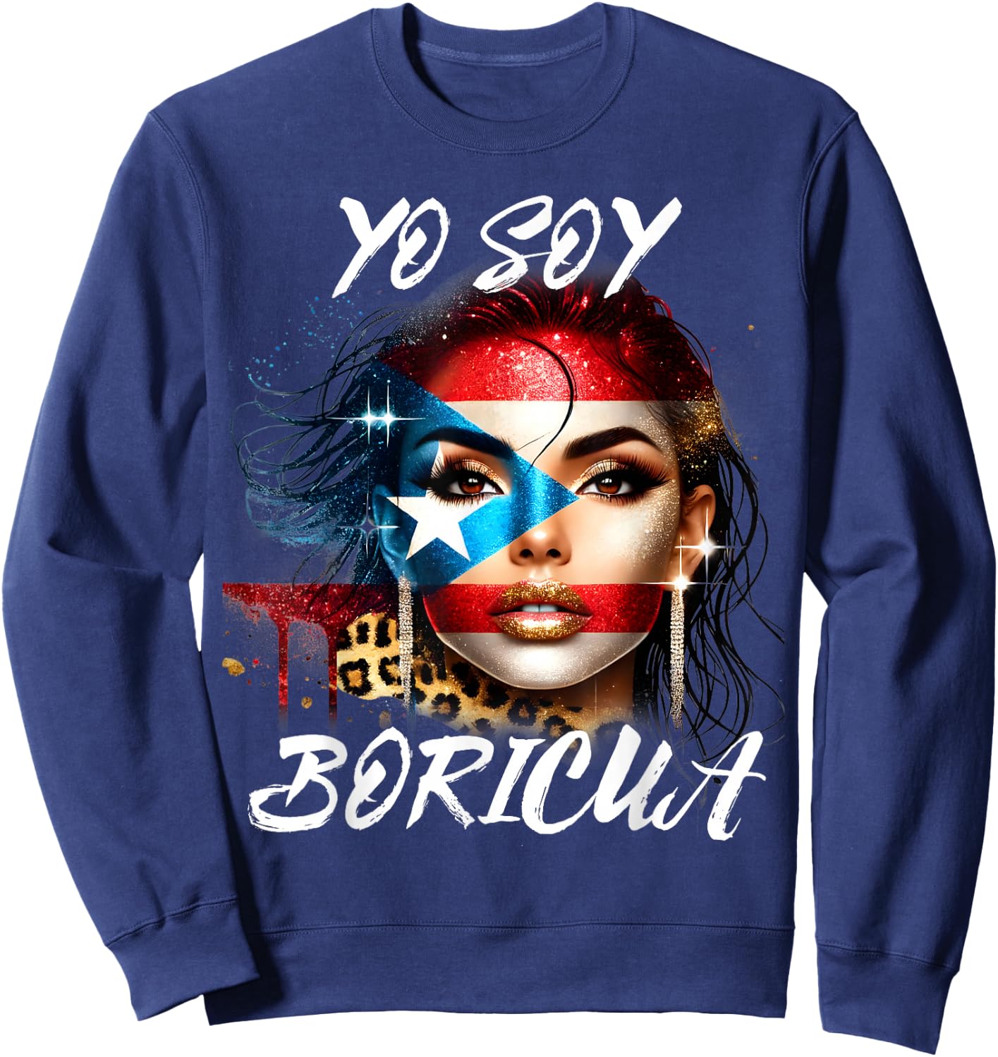 Puerto Rican Women Yo Soy Boricua Puerto Rico Flag Hispanic Sweatshirt - Sweatshirt | Navy