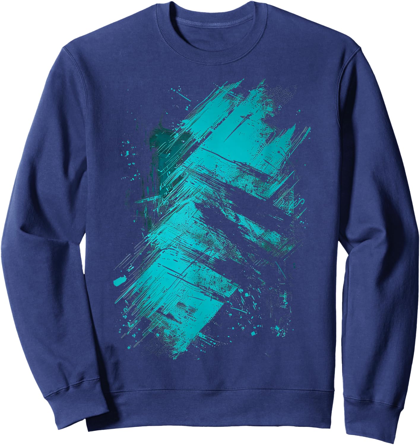 Teal and Black Grunge Graphic Sweatshirt - Sweatshirt | Navy