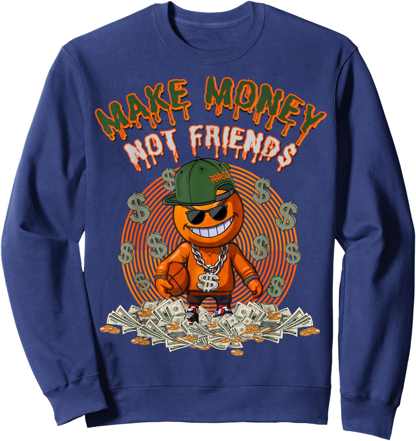 Olive Army Solar Orange | Orange Olive Sneaker Matching Sweatshirt - Sweatshirt | Navy