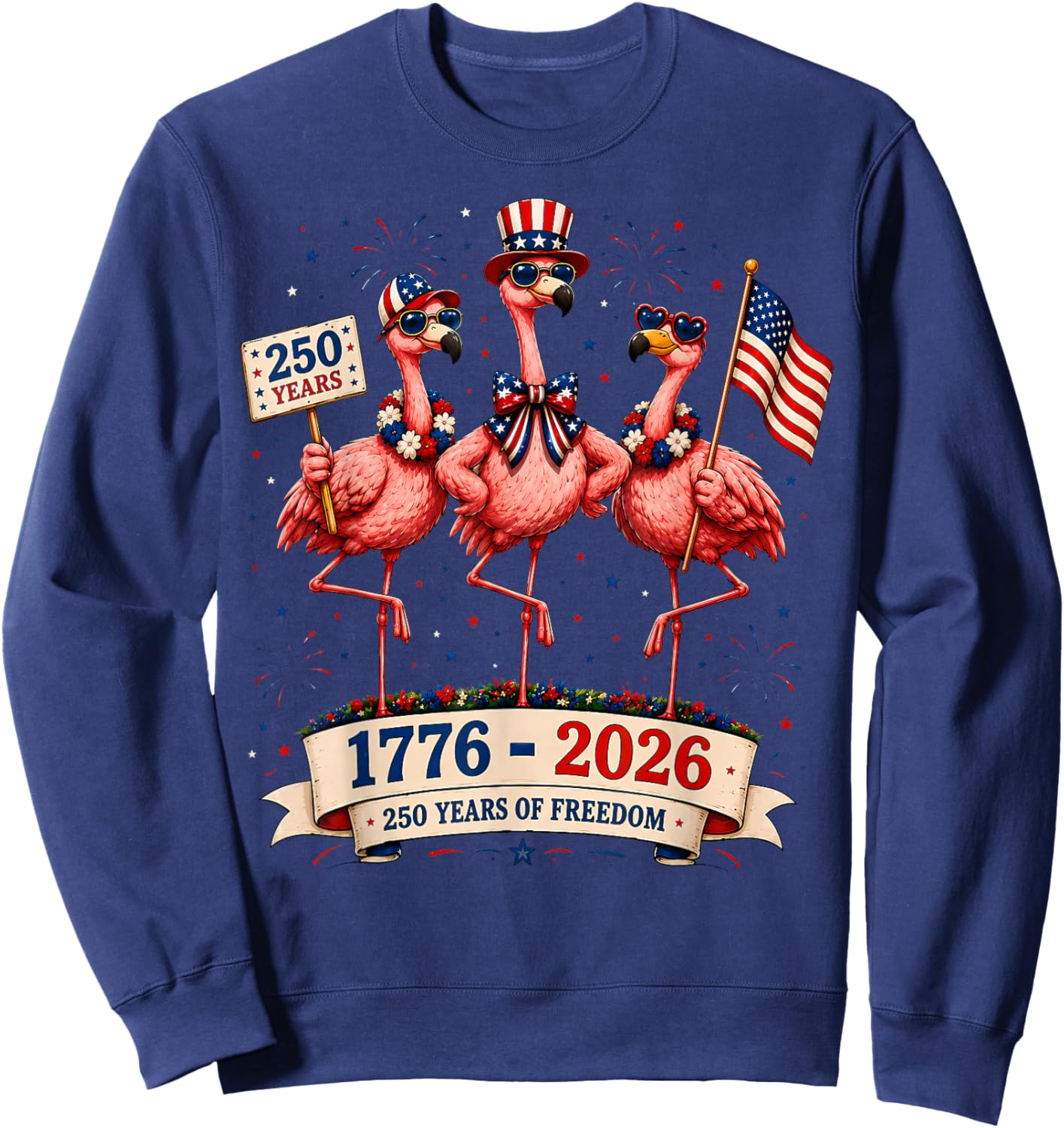 Patriotic Flamingo 250 Years American Spirit Sweatshirt - Sweatshirt | Navy
