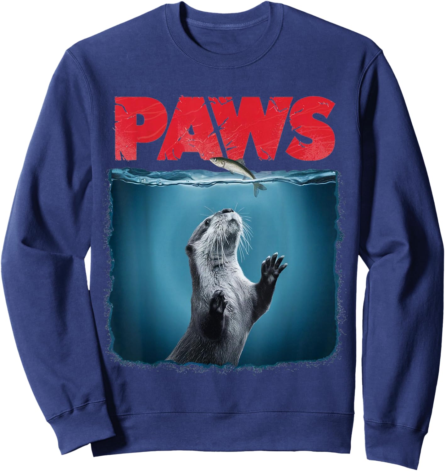 Cute Otter Shirt Paws Otter Ocean Animal Lover Sweatshirt - Sweatshirt | Navy
