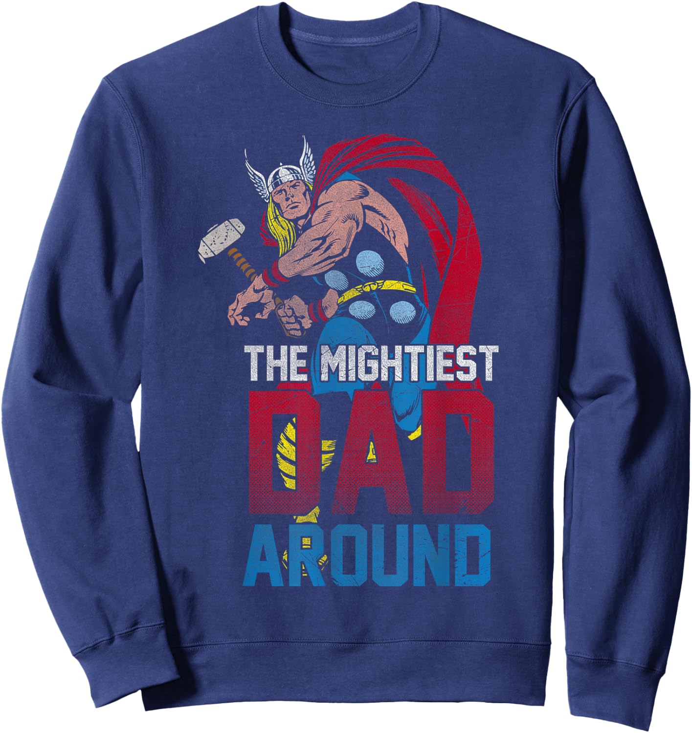 Marvel Father's Day Thor Mightiest Dad Around Vintage Sweatshirt - Sweatshirt | Navy