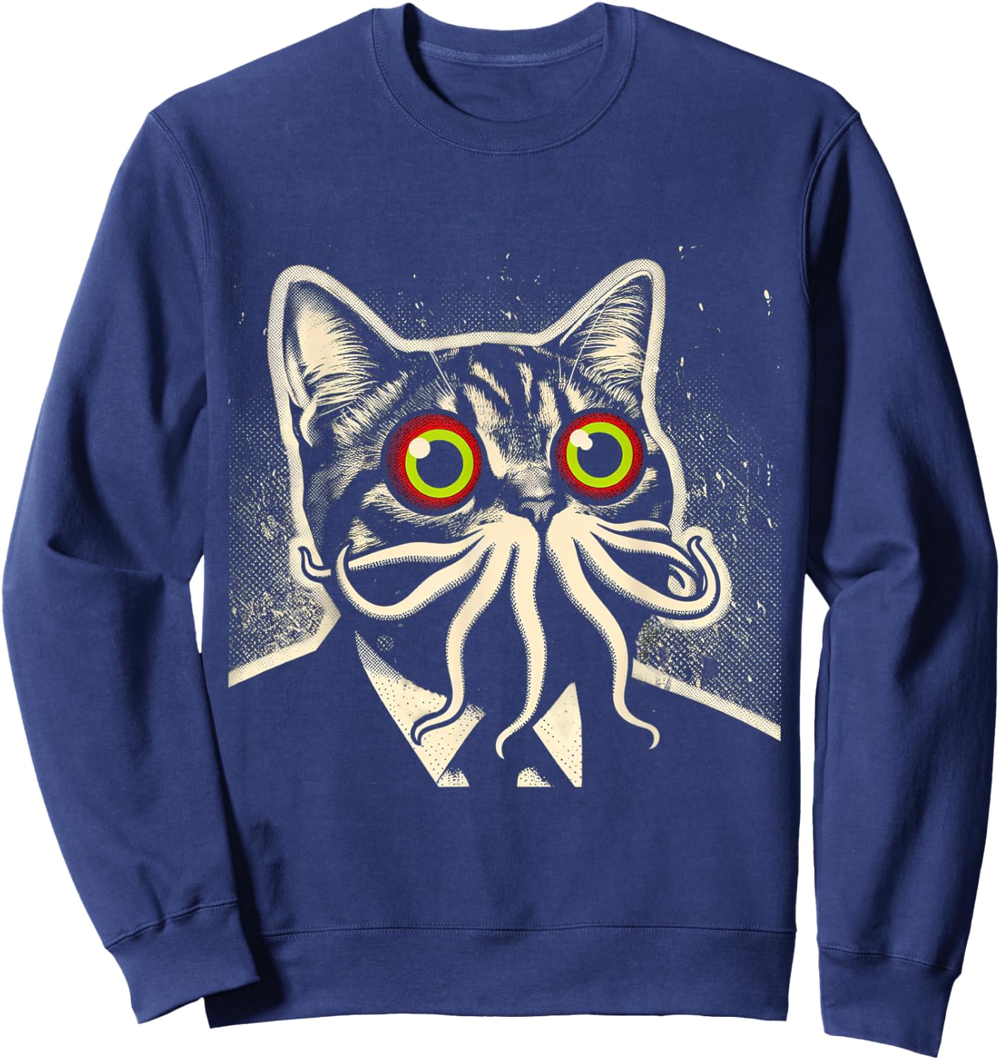 Cthulhu Cat Encounter Cosmic Mythos Feline Sweatshirt - Sweatshirt | Navy