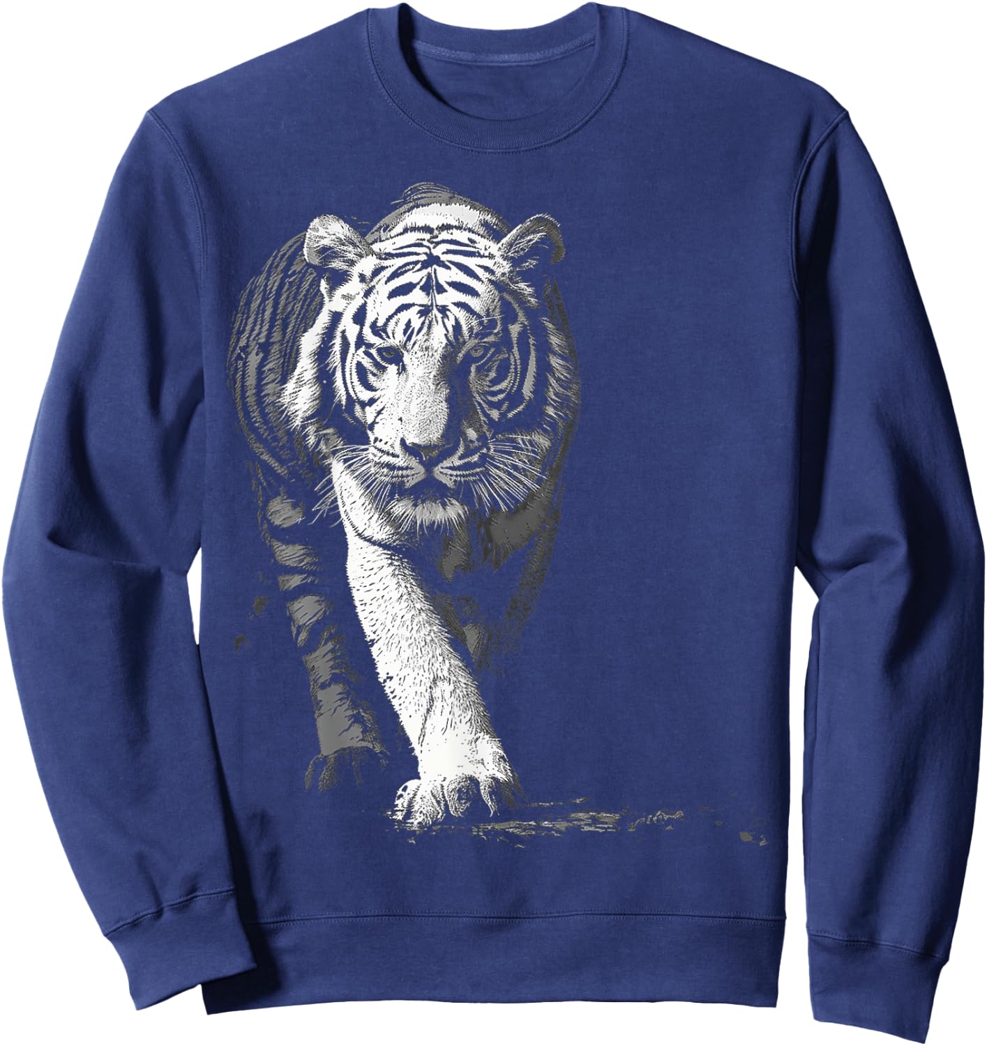 Tiger Drawing Animal Graphic Illustration Tiger Sweatshirt - Sweatshirt | Navy