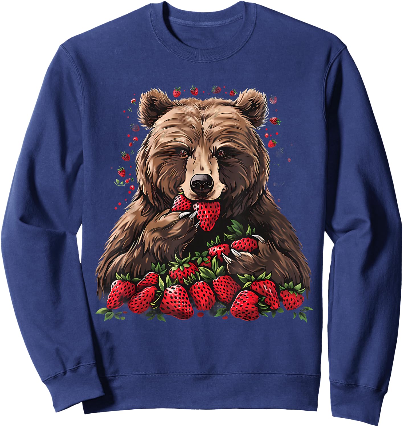 Strawberry Bear Drawing Artwork Wildlife Strawberries Sweatshirt - Sweatshirt | Navy