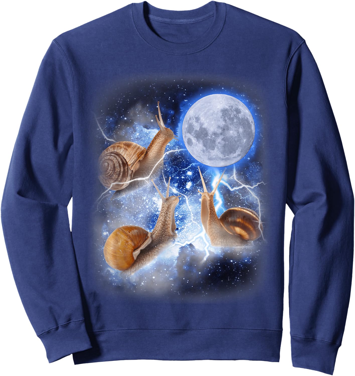 Three Snail Moon - 3 Mollusks Howling Weird Cursed Sweatshirt - Sweatshirt | Navy