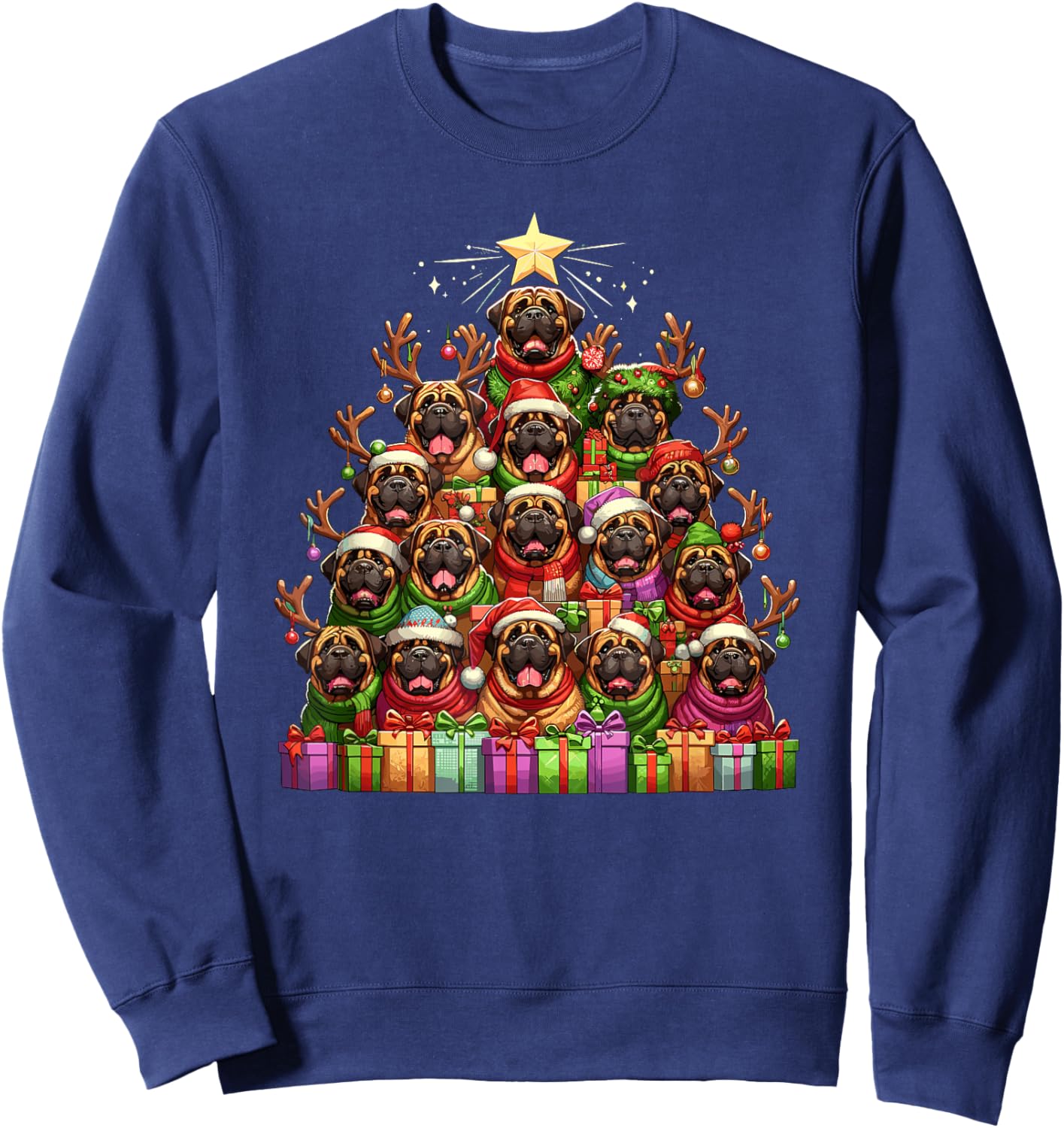 Christmas Tree English Mastiff Sweatshirt - Sweatshirt | Navy