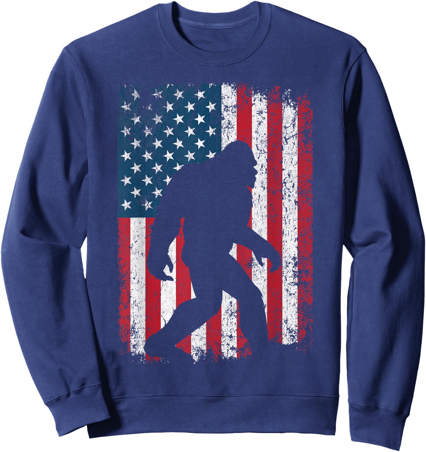 Patriotic American Flag Bigfoot Squatch Men Women Kids Sweatshirt - Sweatshirt | Navy