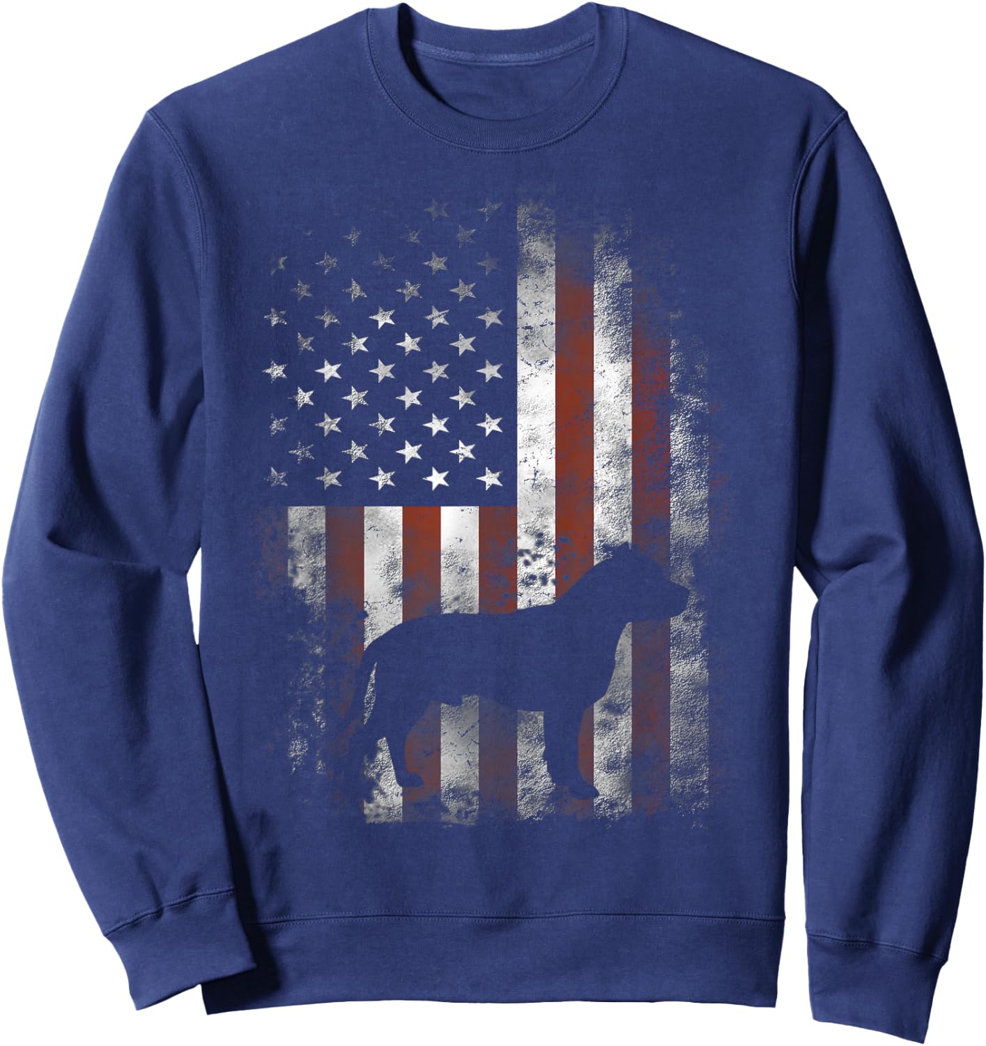 American Pitbull Terrier American Flag Patriotic Sweatshirt - Sweatshirt | Navy